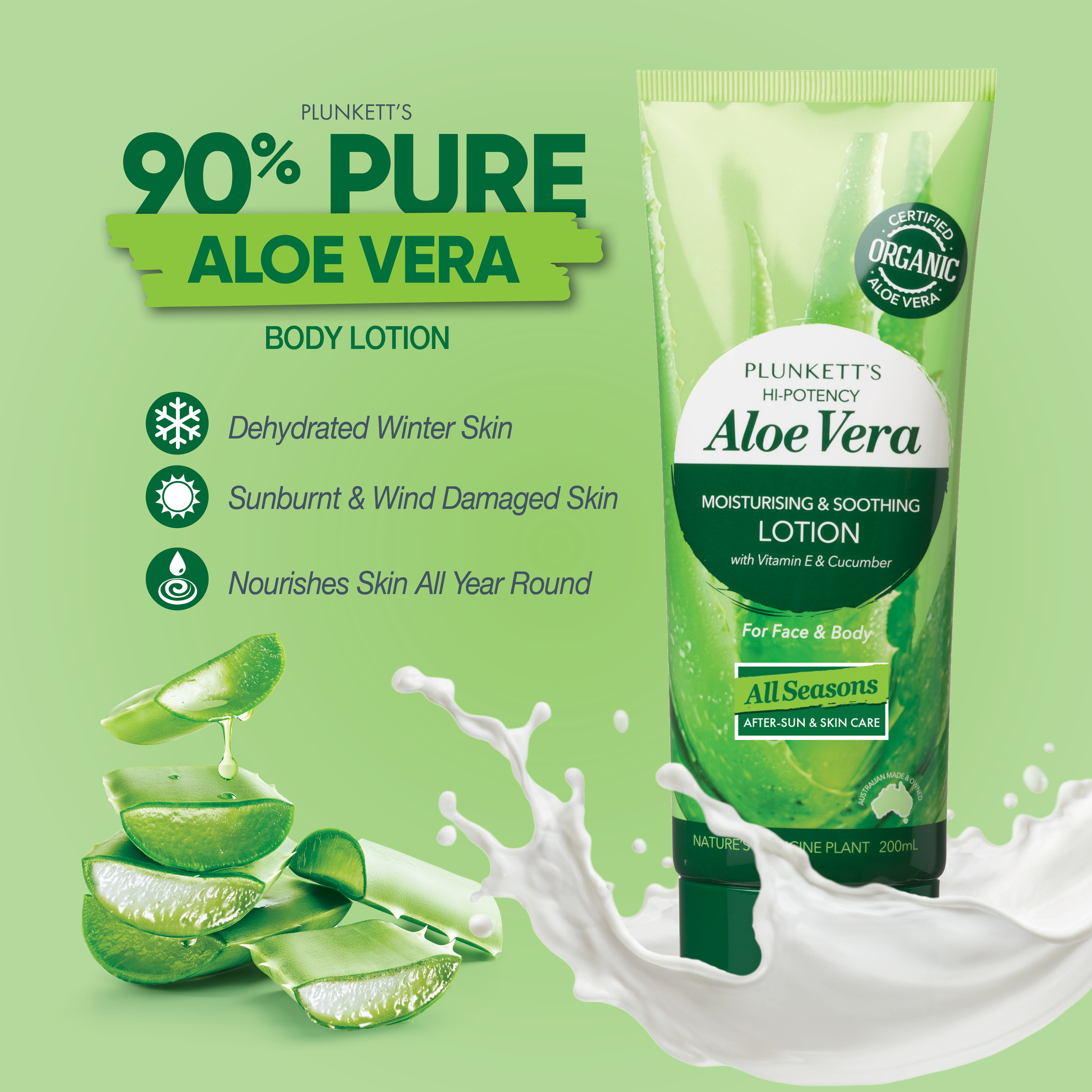 Plunkett's Aloe Vera Hi-Potency Moisturiser Lotion 200ml - Image 5