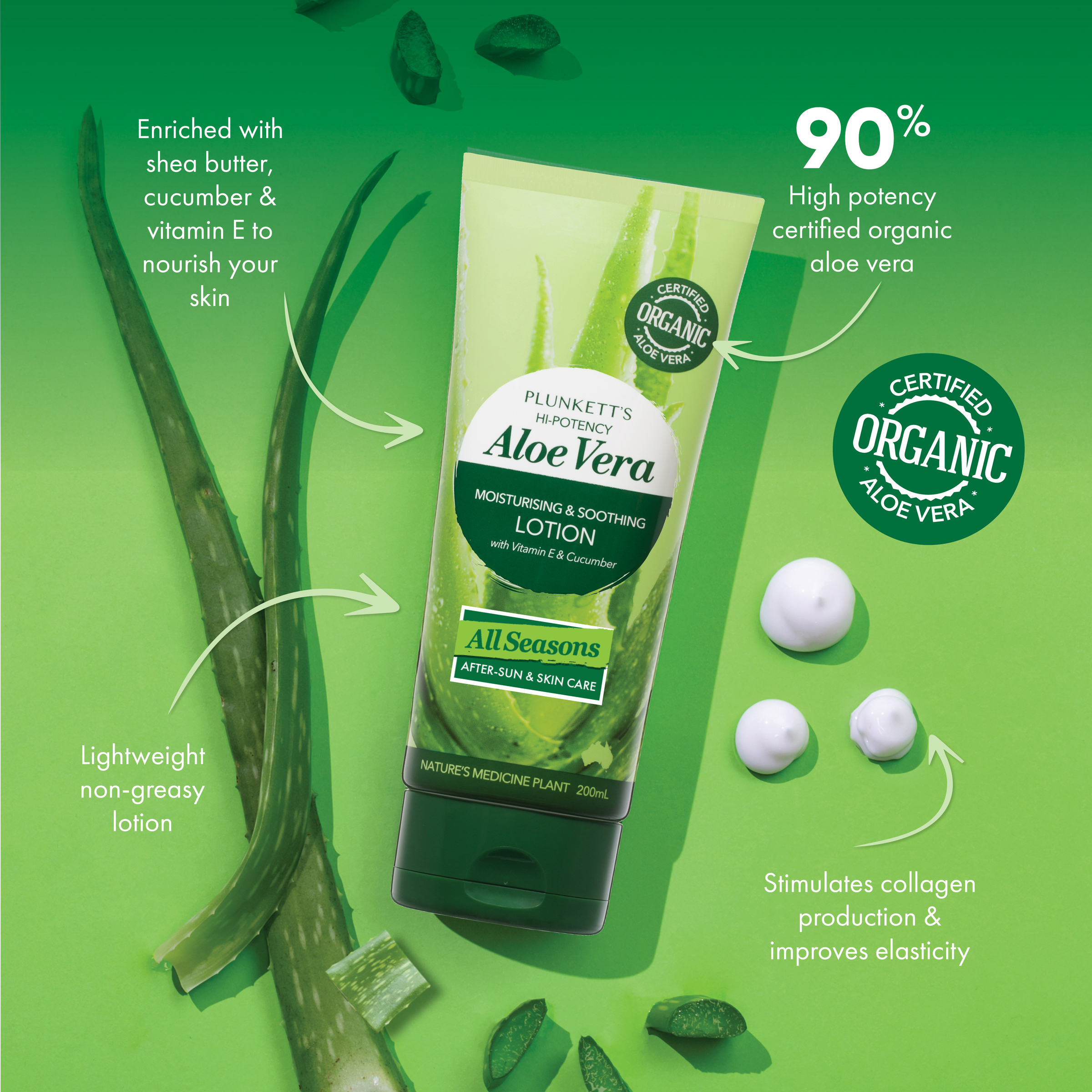 Plunkett's Aloe Vera Hi-Potency Moisturiser Lotion 200ml - Image 8