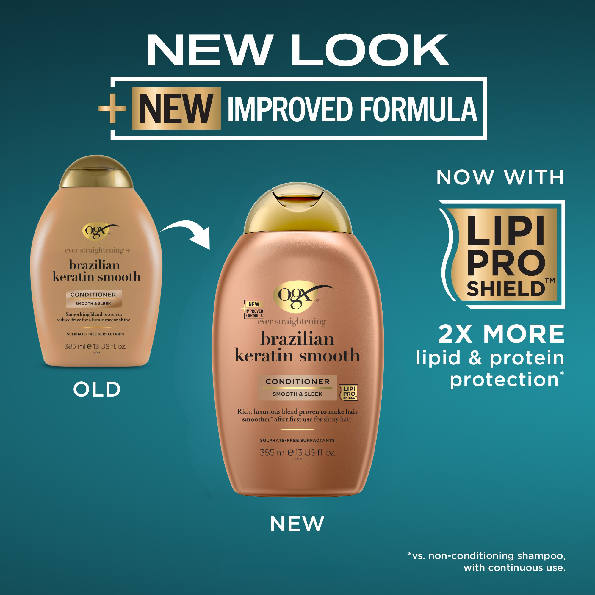 OGX Brazilian Keratin Therapy Ever Straight Conditioner 385ml