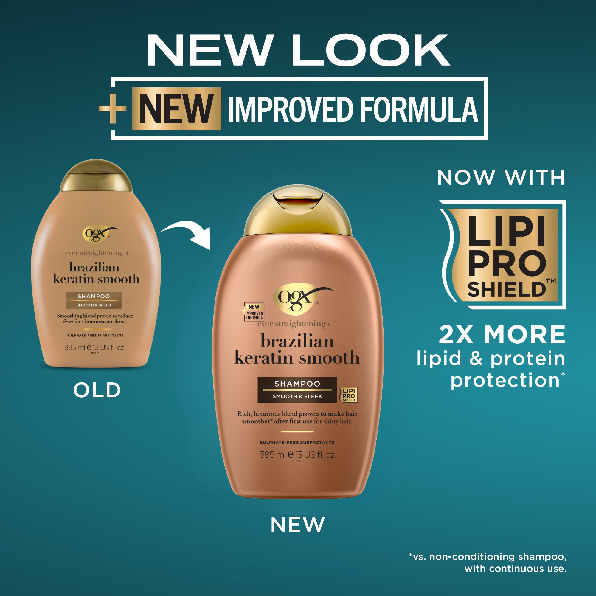 OGX Brazilian Keratin Therapy Ever Straight Shampoo 385ml