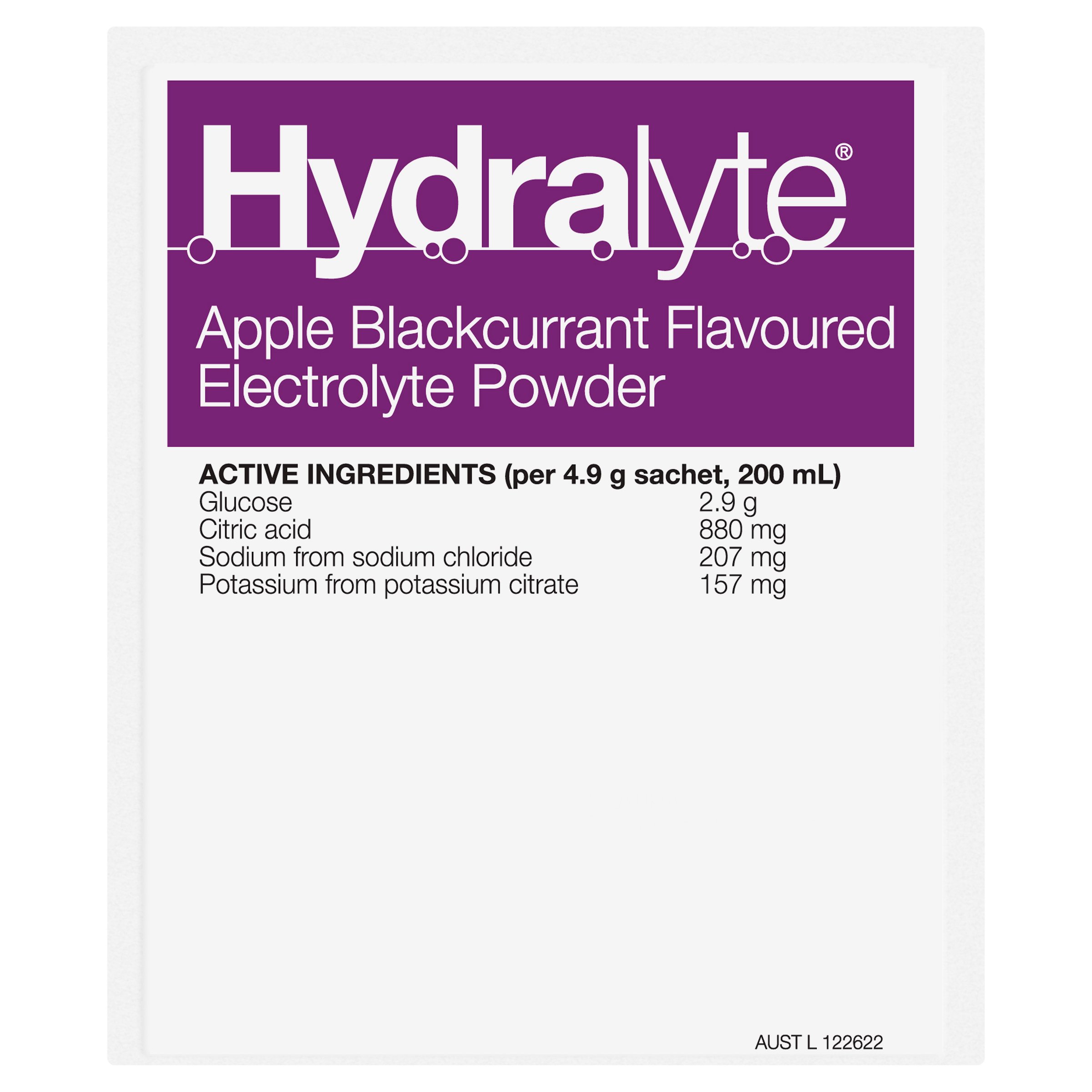 Hydralyte Electrolyte Powder Apple/Blackcurrant Value pack 24 Sachets - Image 9