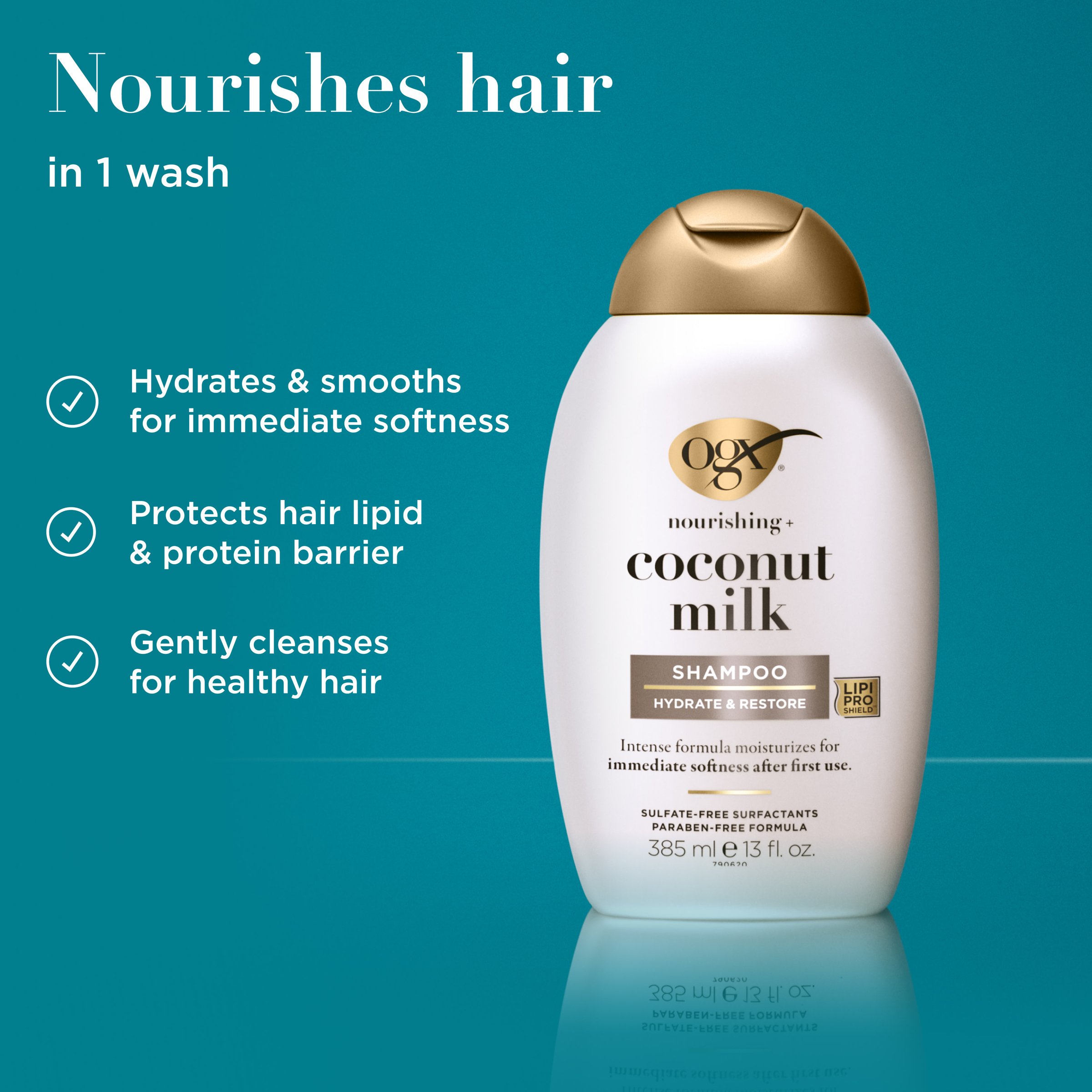 OGX Nourishing Coconut Milk Shampoo 385ml - Image 5