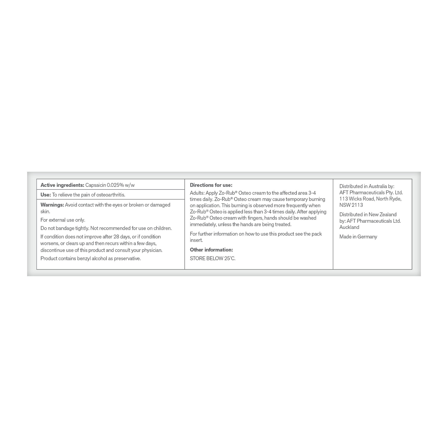 Zo-Rub OA Topical Analgesic Cream 0.025% - 45g - Image 2