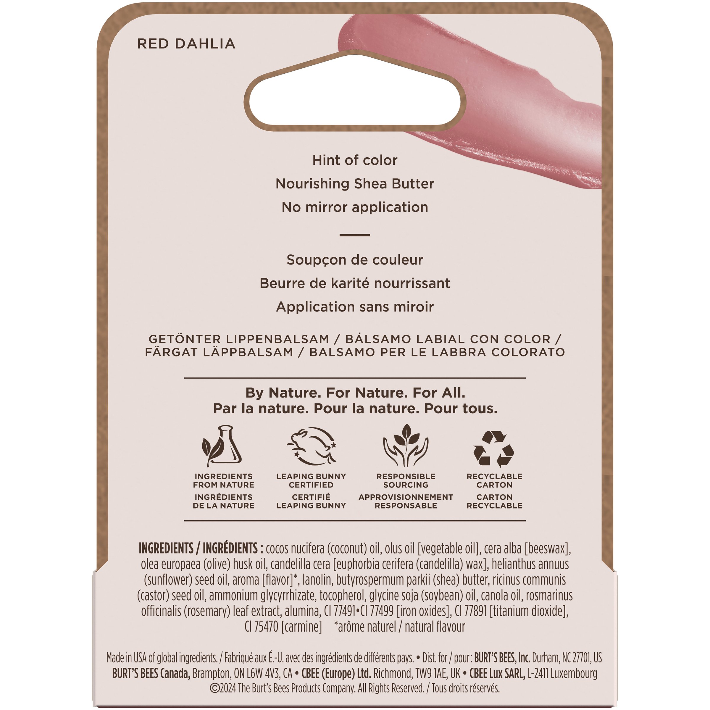 Burt's Bees Lip Balm Tinted Red Dahlia Carded 4.25g - Image 2