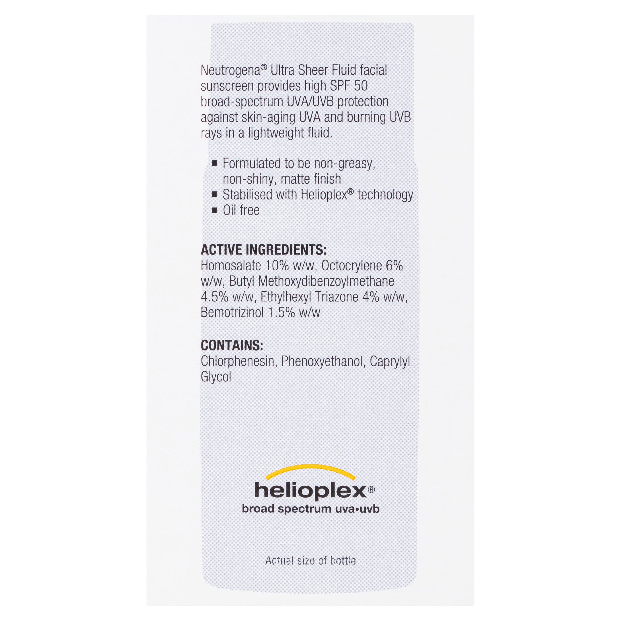 Neutrogena Ultra Sheer Fluid Sunscreen SPF50 - 40ml - Image 2