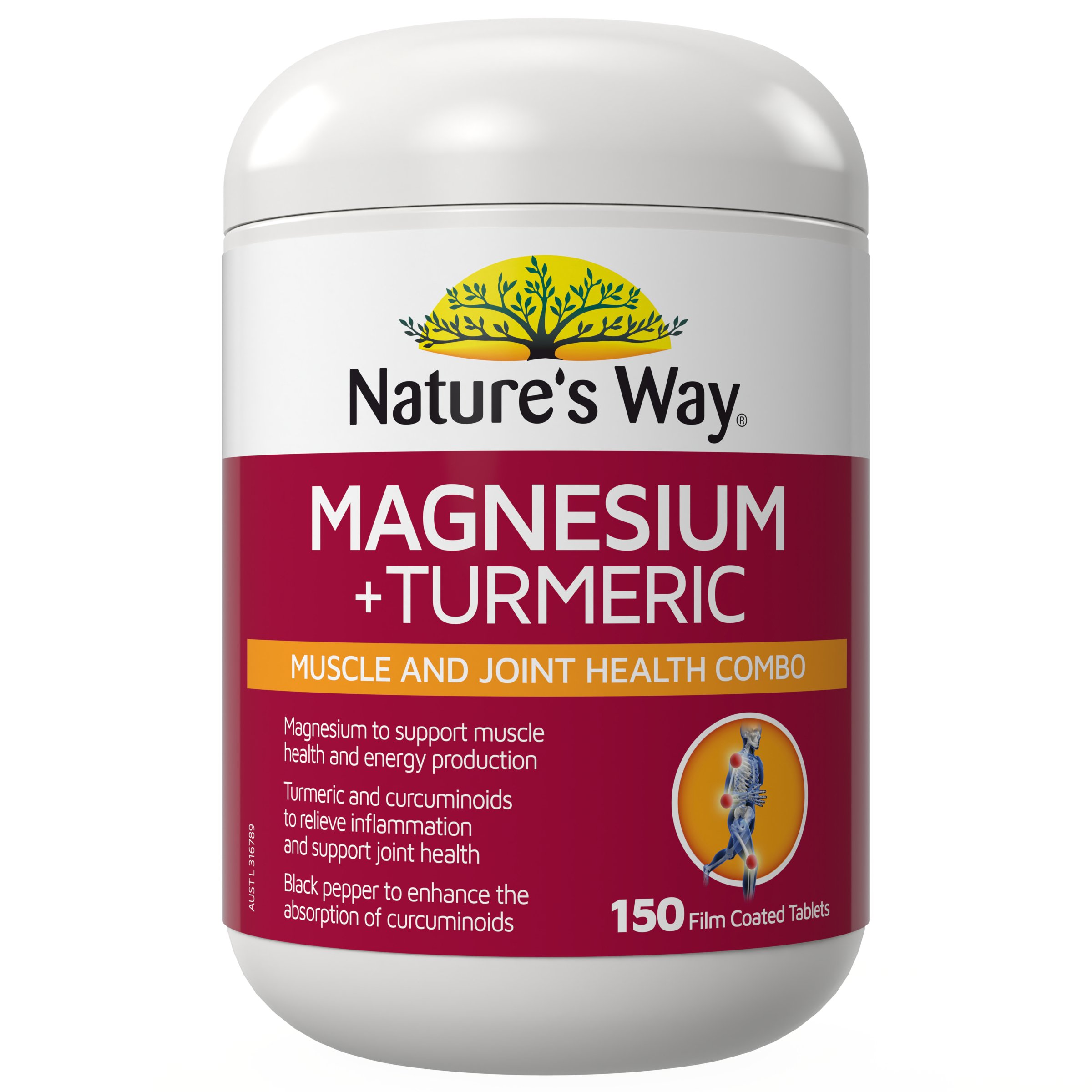 Nature's Way Magnesium + Turmeric 150 tablets - Image 1