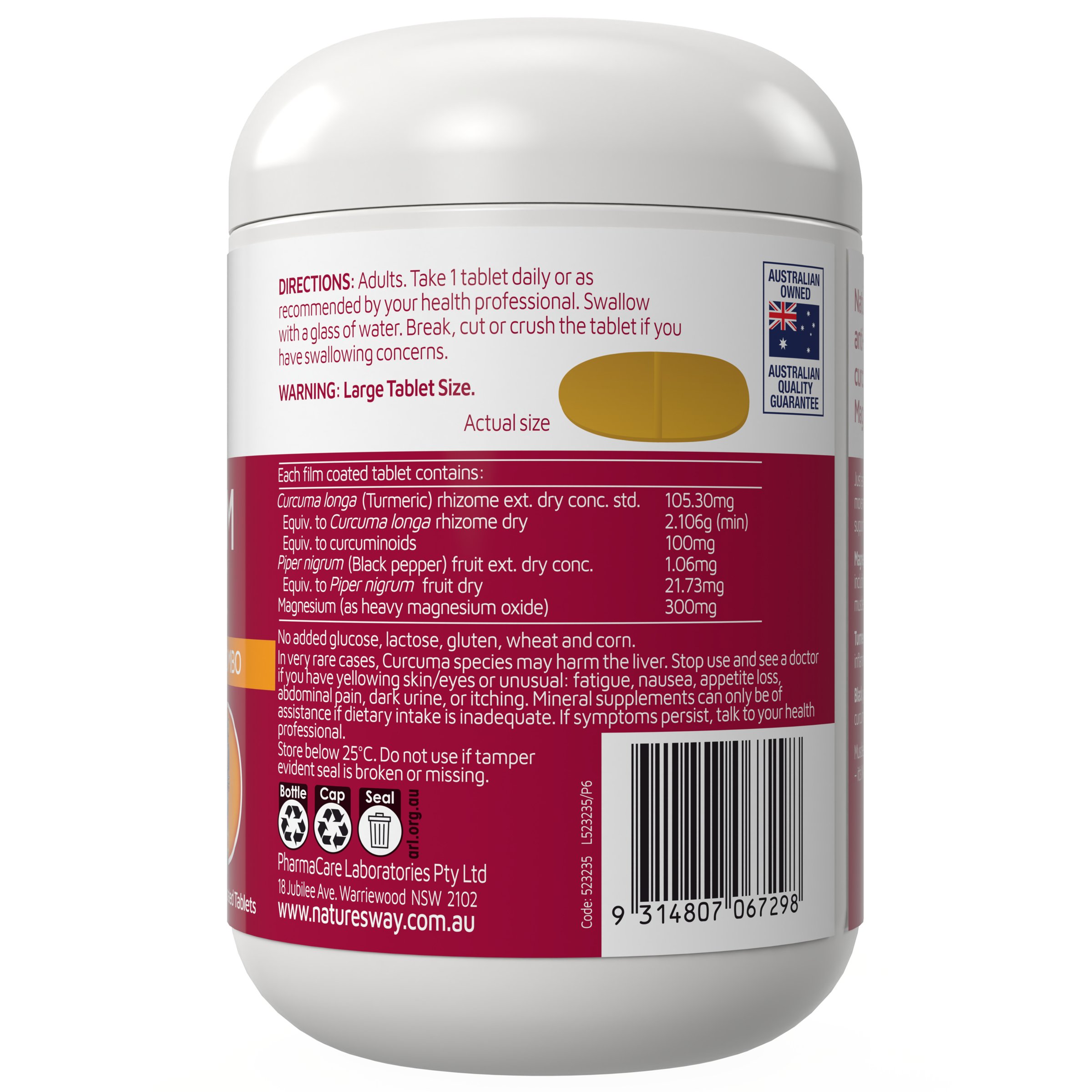 Nature's Way Magnesium + Turmeric 150 tablets - Image 3