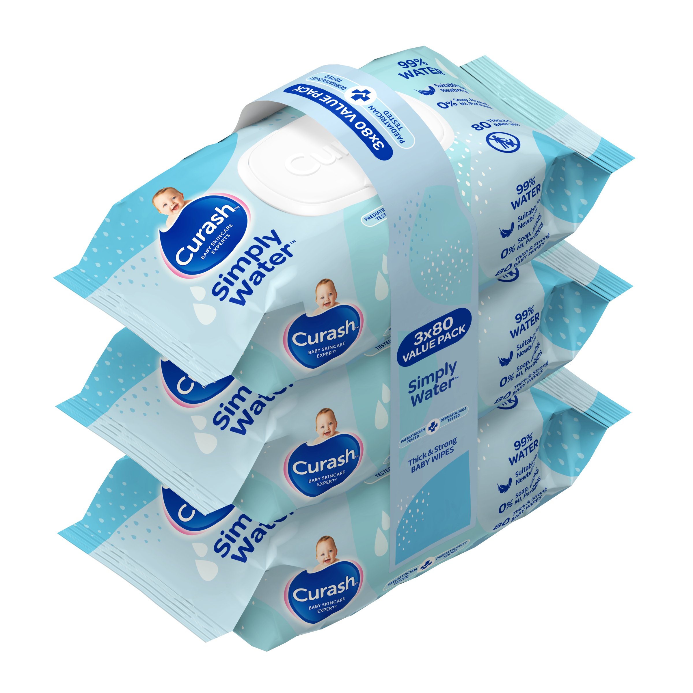 Curash Baby Water 80 Wipes - 3 pack - Image 14