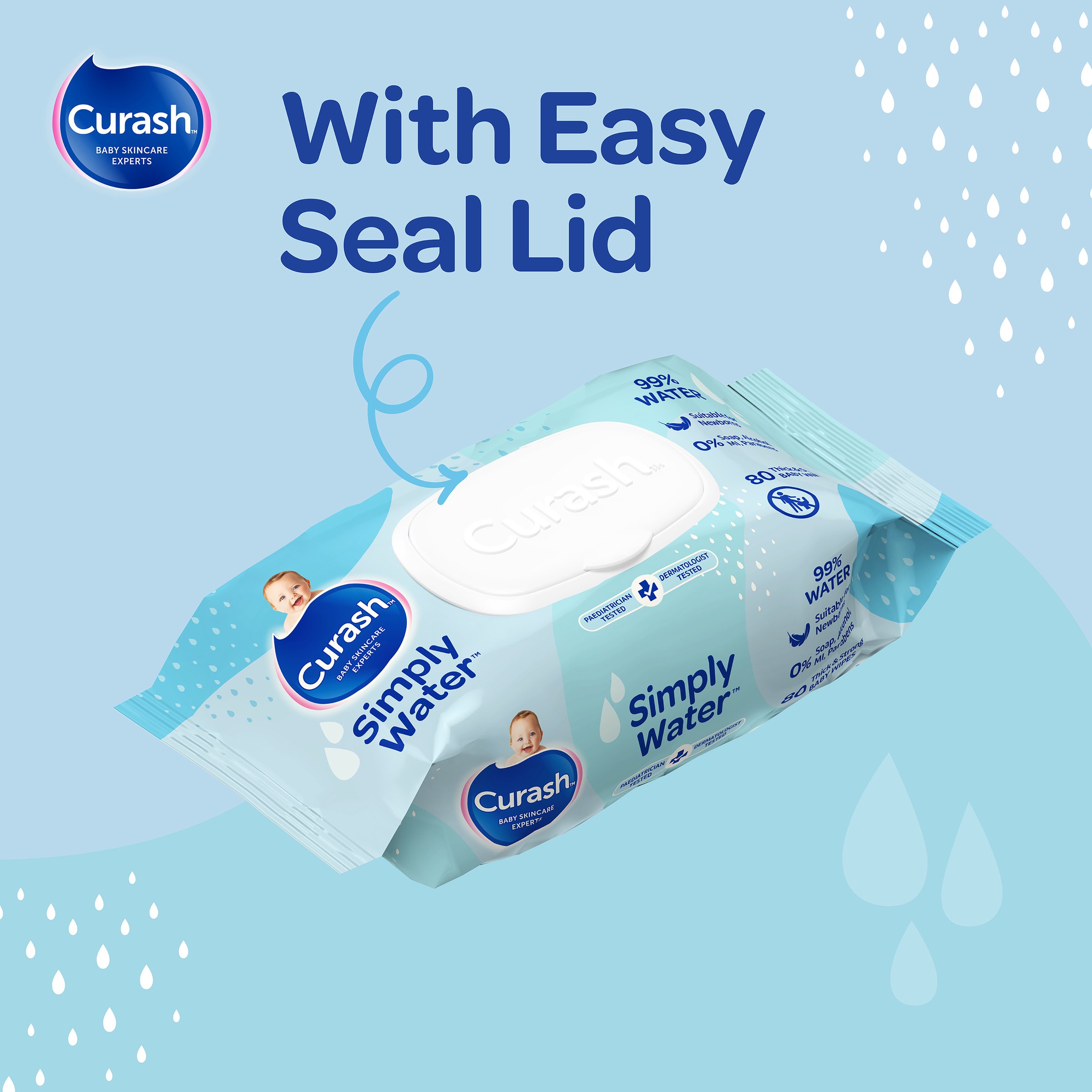 Curash Baby Water 80 Wipes - 3 pack - Image 9