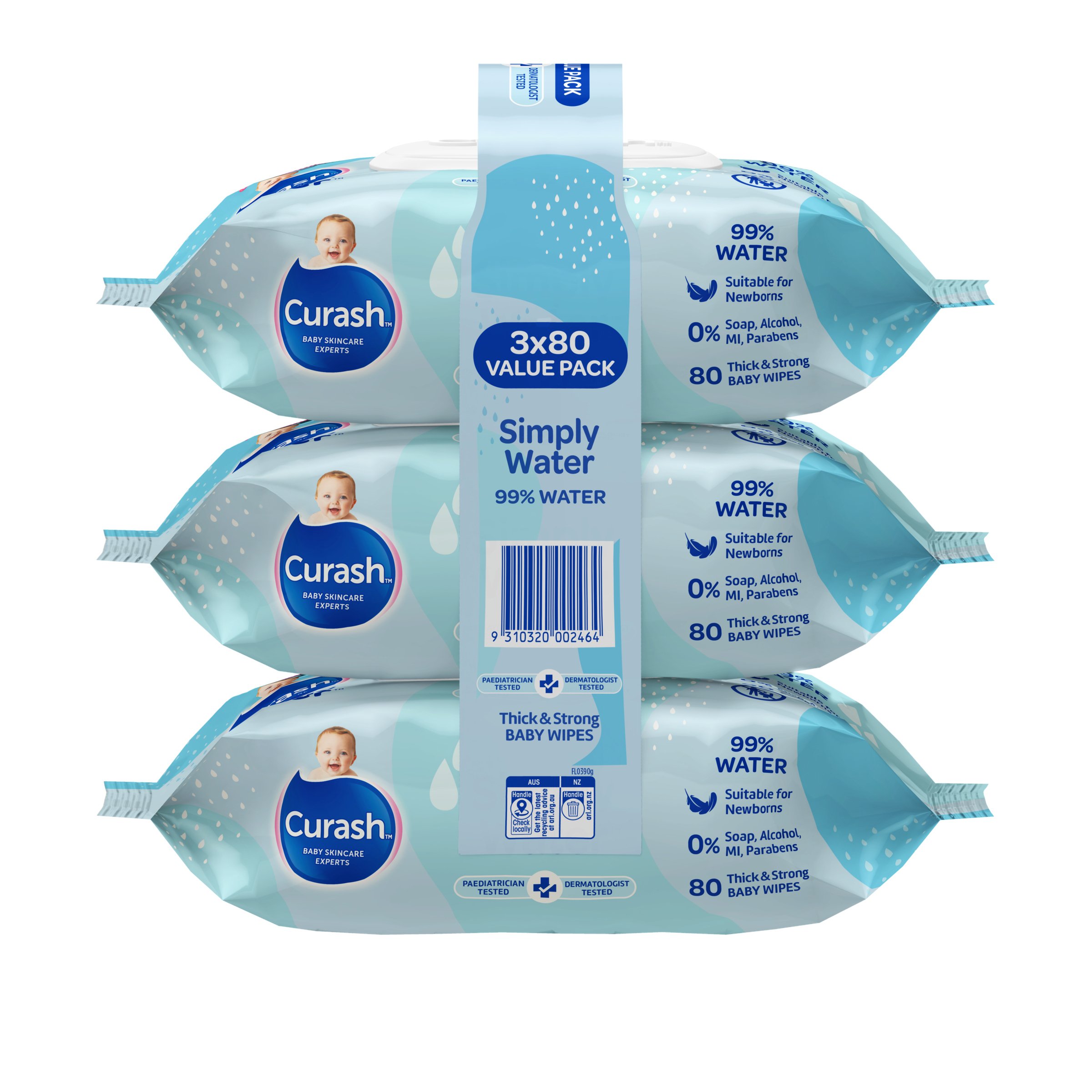 Curash Baby Water 80 Wipes - 3 pack - Image 2