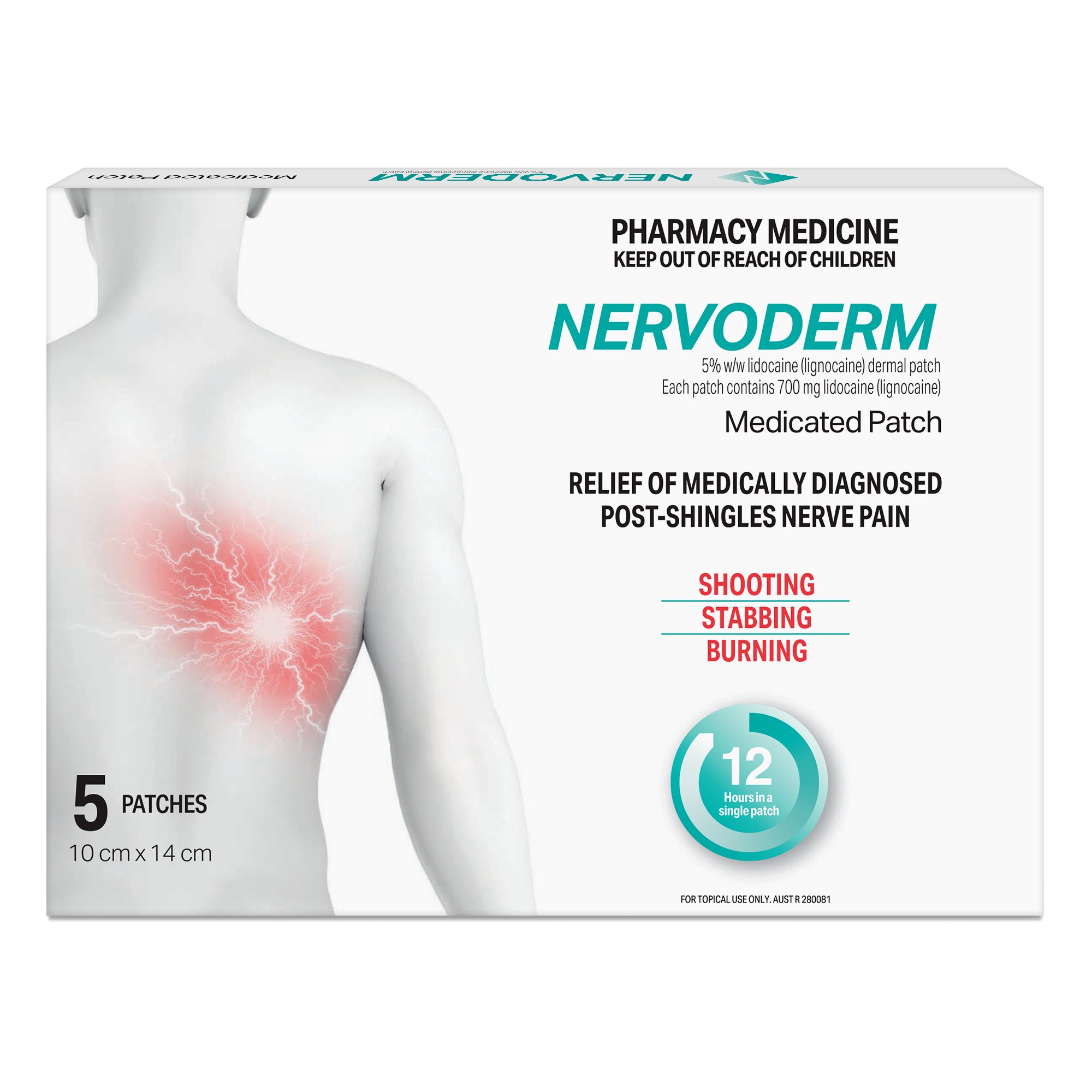 Nervoderm 5%w/w Lidocaine Medicated Patch 5 pack - Image 5