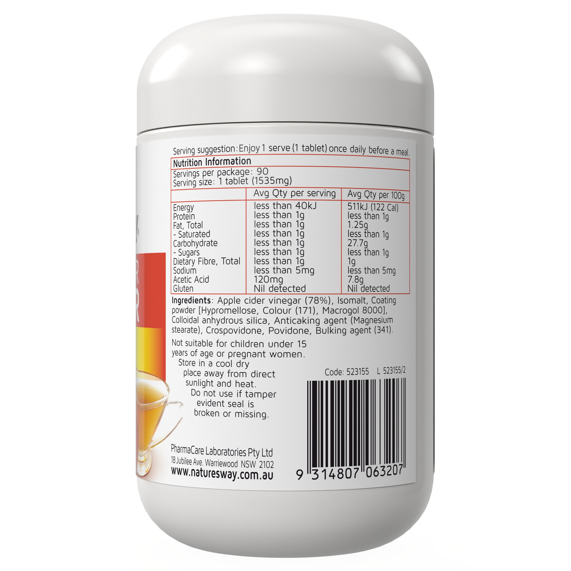 Nature's Way Apple Cider Vinegar 1200mg - 90 capsules - Image 3