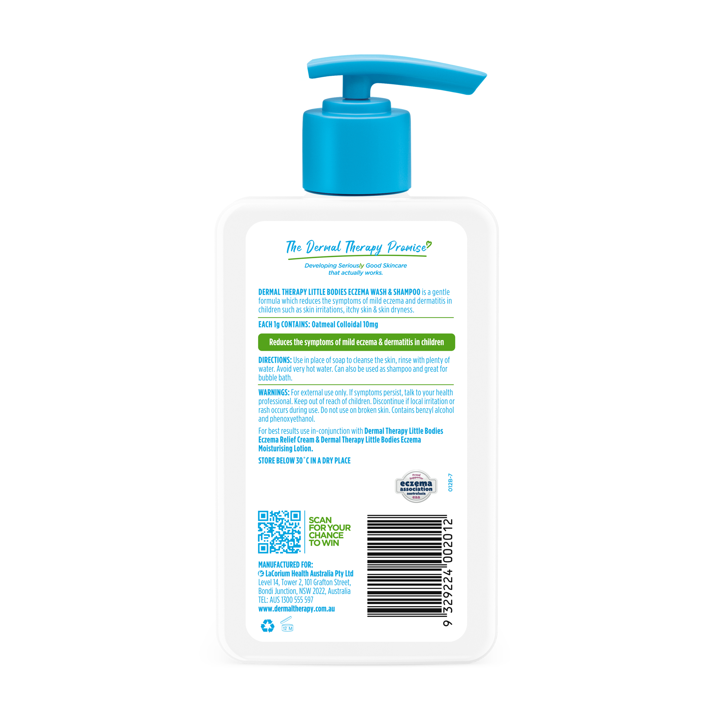 Dermal Therapy Little Bodies Eczema Wash & Shampoo Bottle With Pump 210ml - Image 2