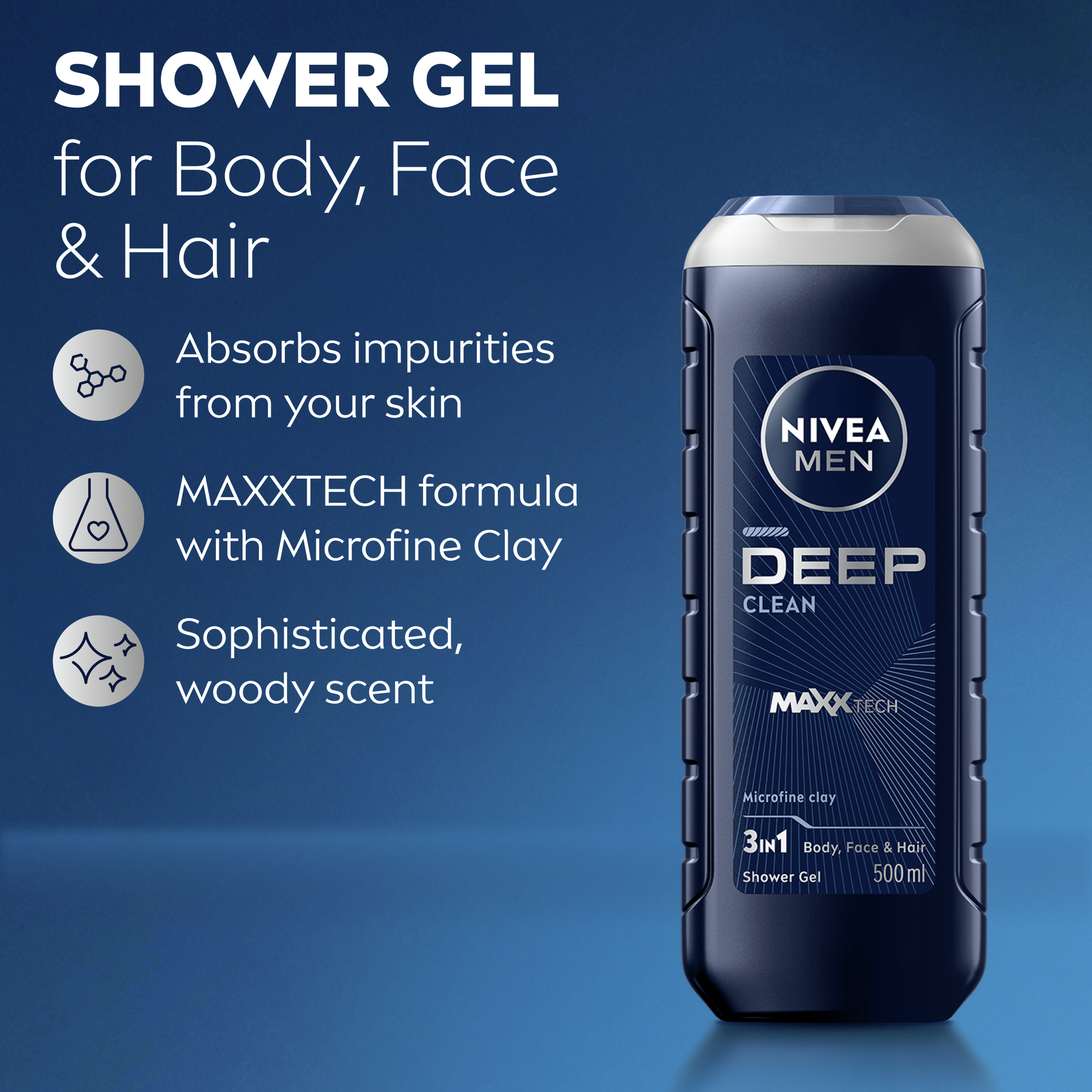 Nivea MEN Deep Clean Shower Gel 500ml - Image 6