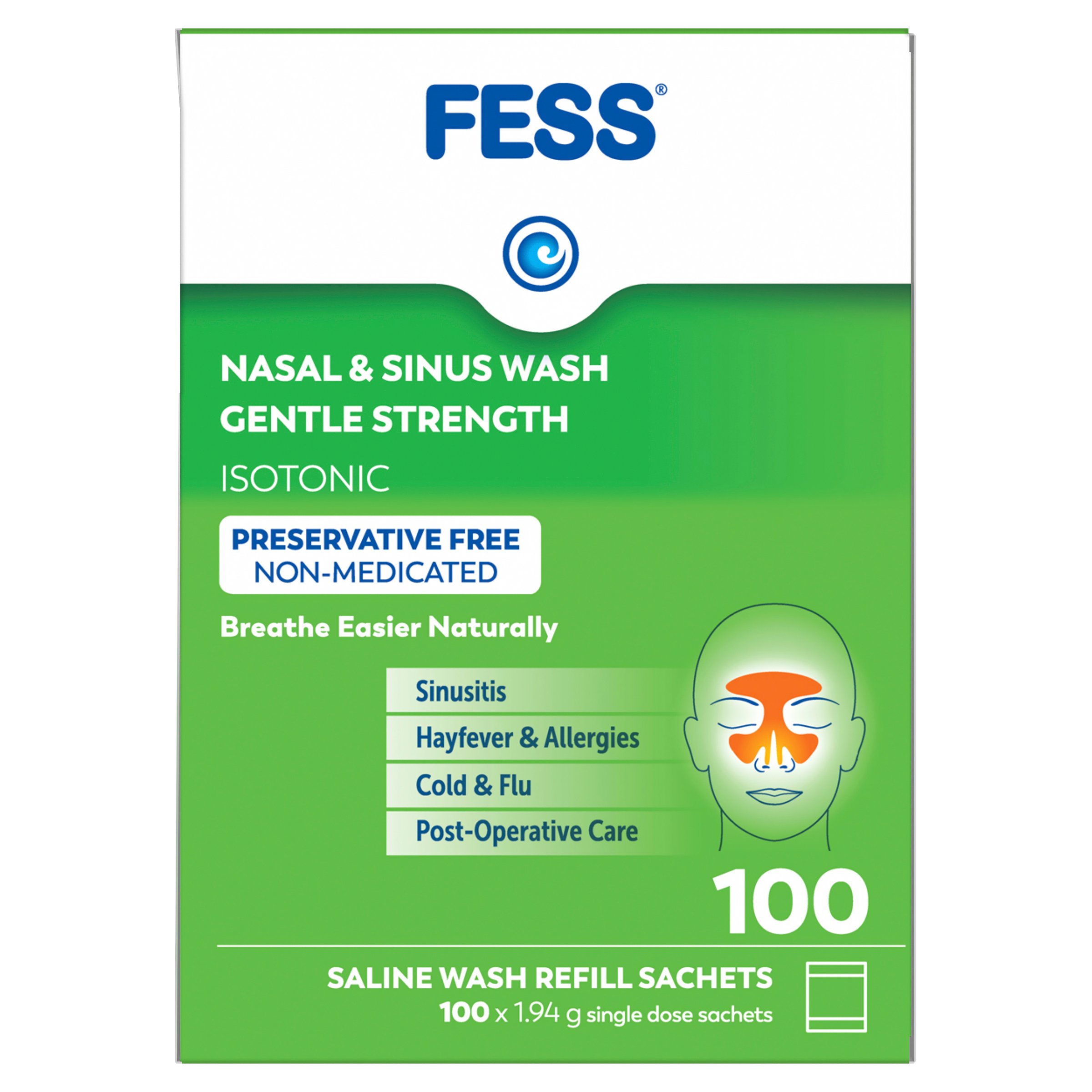 Fess Nasal & Sinus Wash Gentle Strength Refill 100 sachets - Image 3