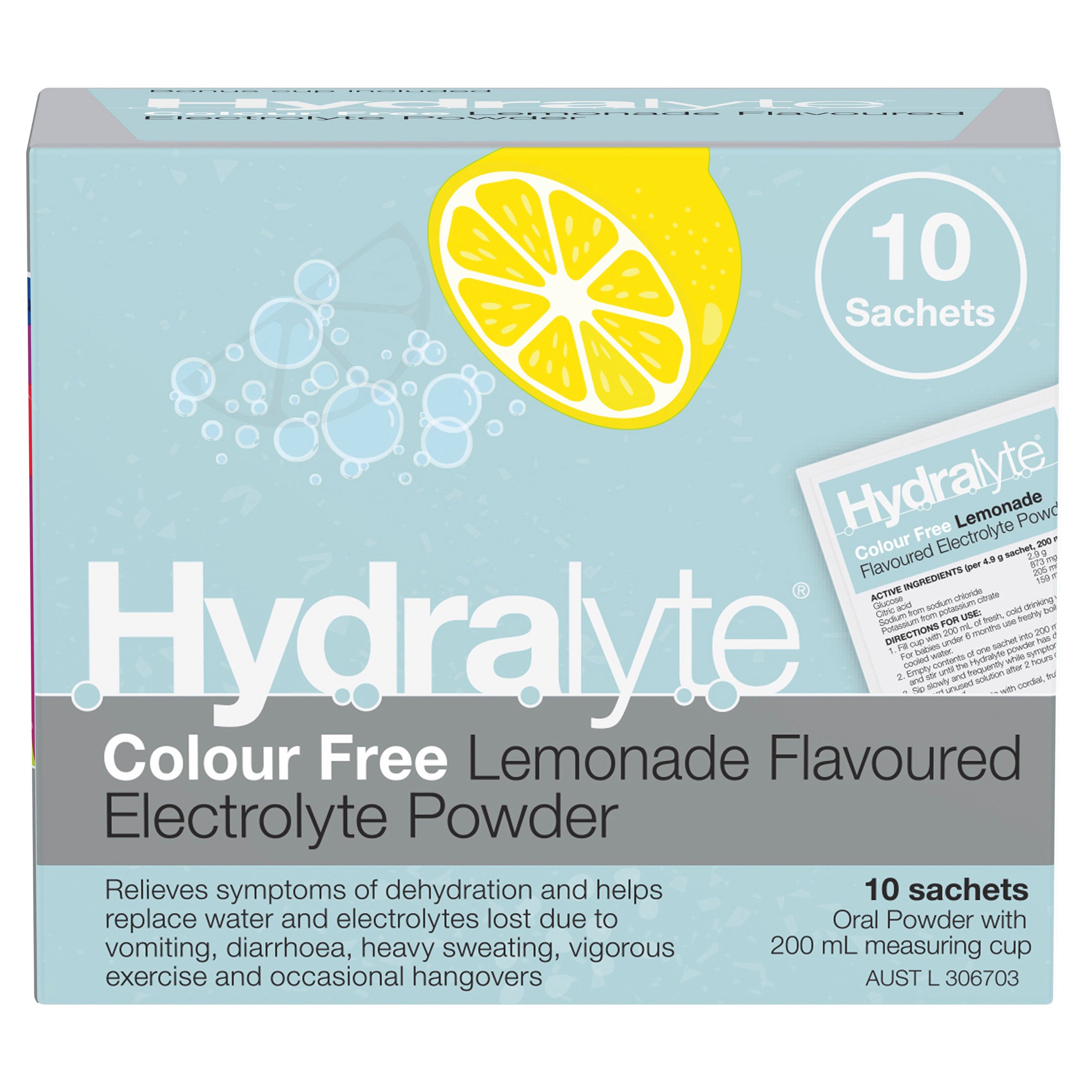 Hydralyte Electrolyte Powder Lemonade Flavoured 10 Sachets - Image 1