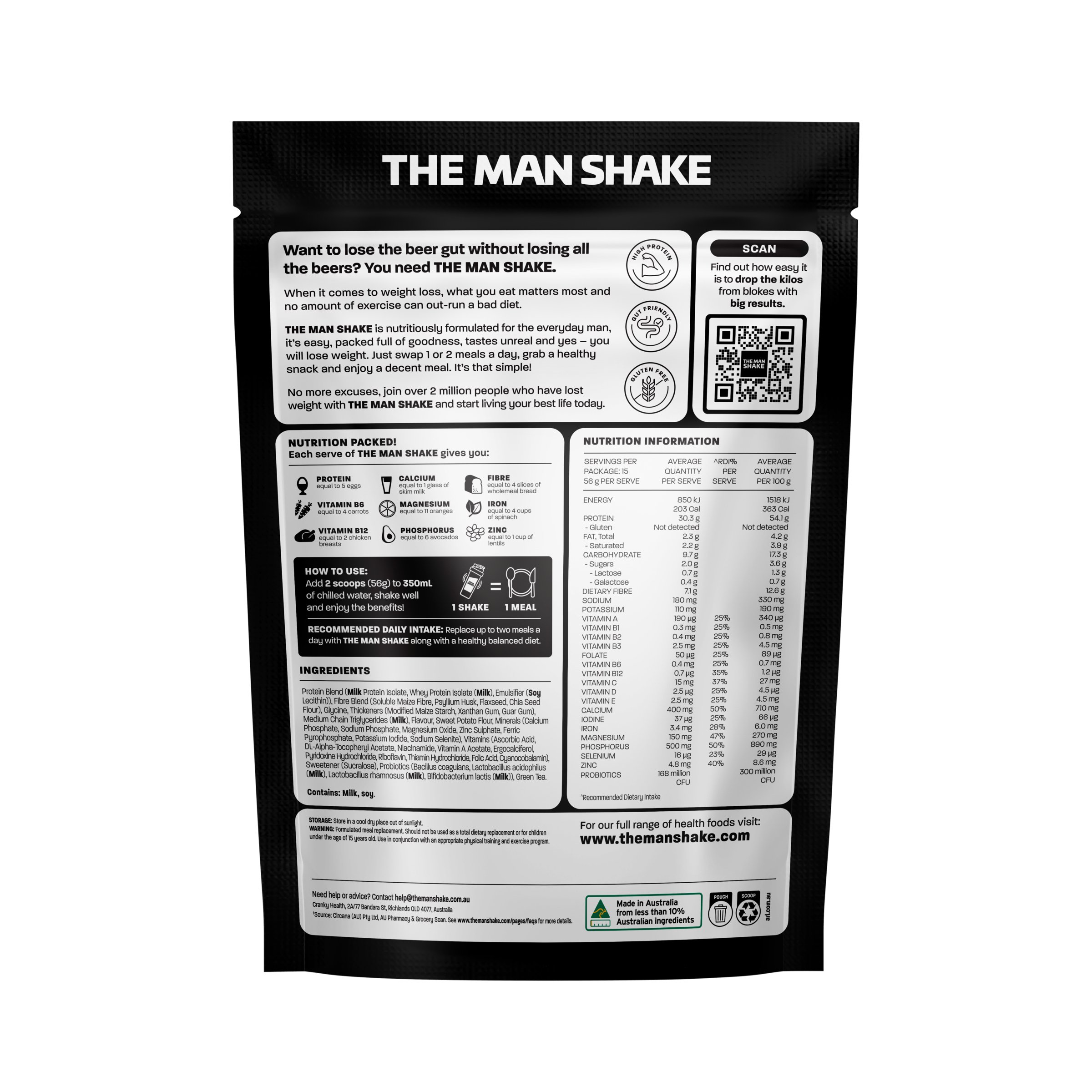 The Man Shake Meal Replacement Vanilla 840g - Image 2