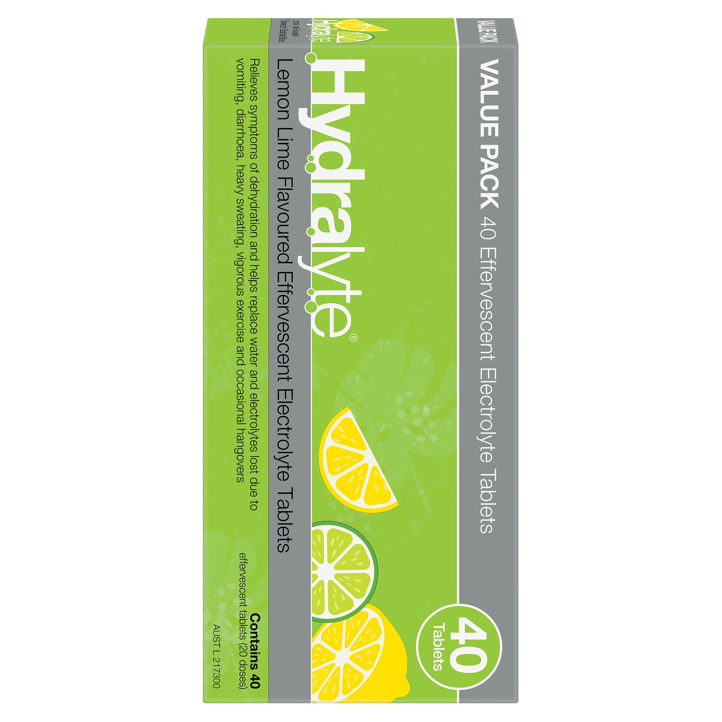 Hydralyte Effervescent Lemon Lime 40 tablets - Image 1