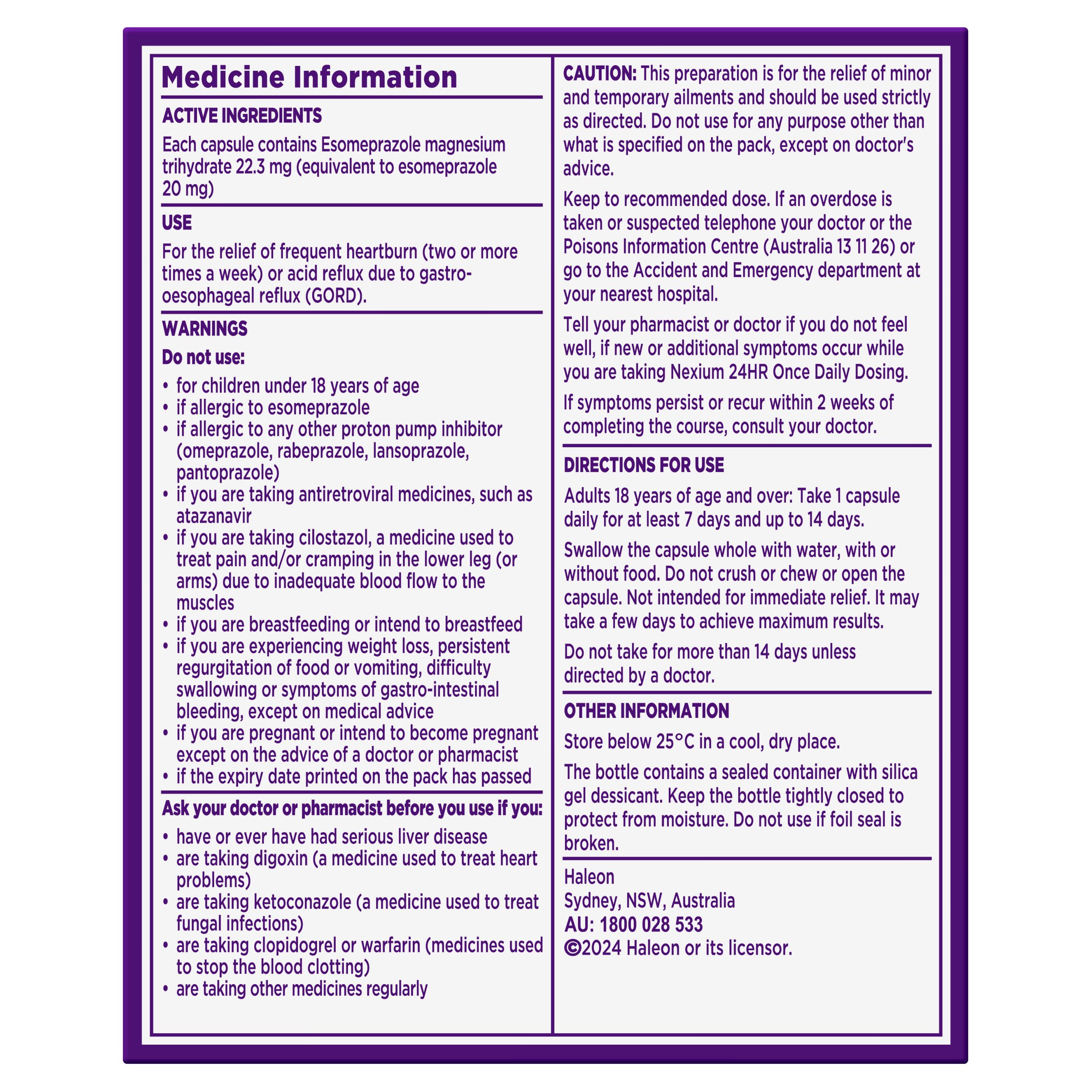 Nexium 24HR 20mg Mini Capsules - 14 capsules - Image 2