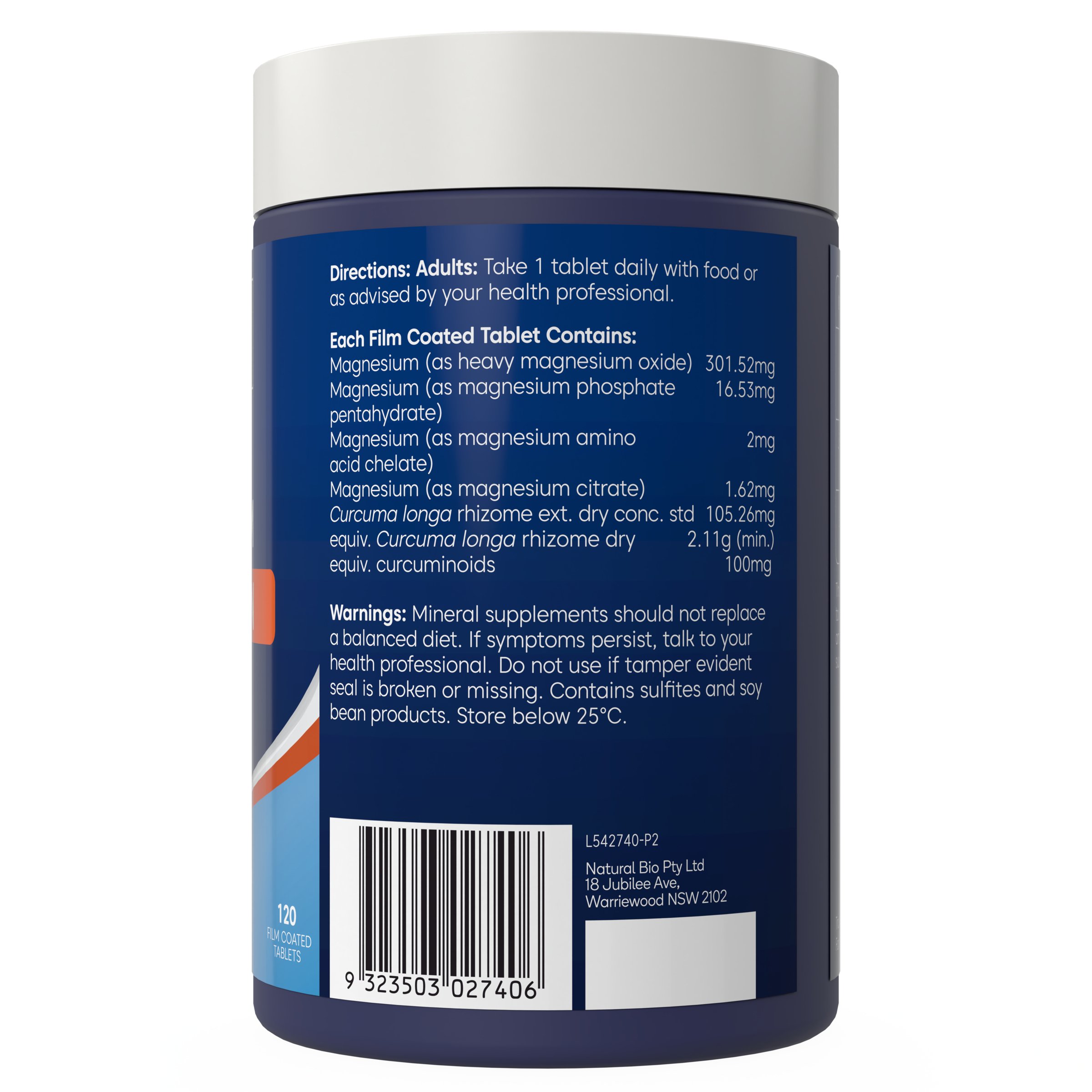 Bioglan Active Magnesium + Curcumin 120 tablets - Image 3
