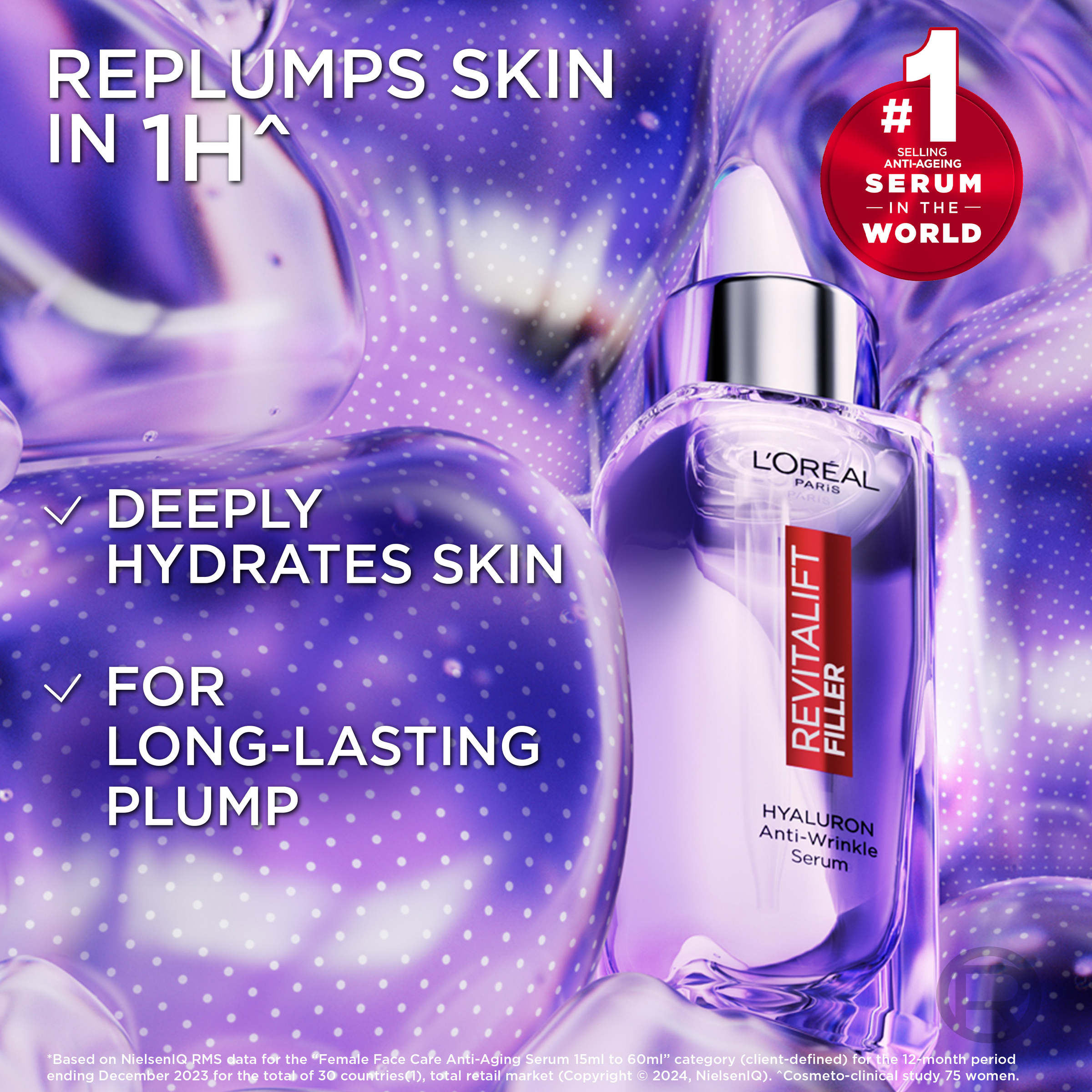 L'Oreal Paris Revitalift Filler 1.5% HA Anti-Wrinkle Serum 30ml - Image 4