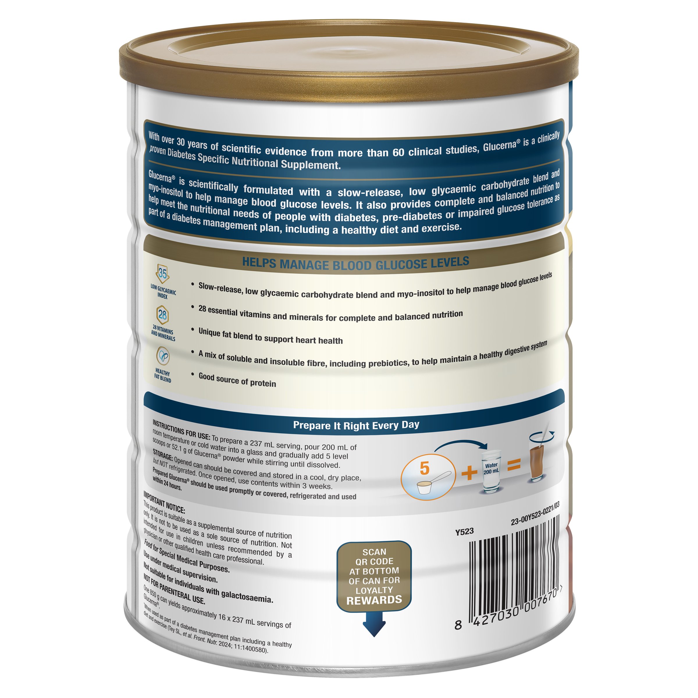 Glucerna Chocolate Flavour 850g - Image 2