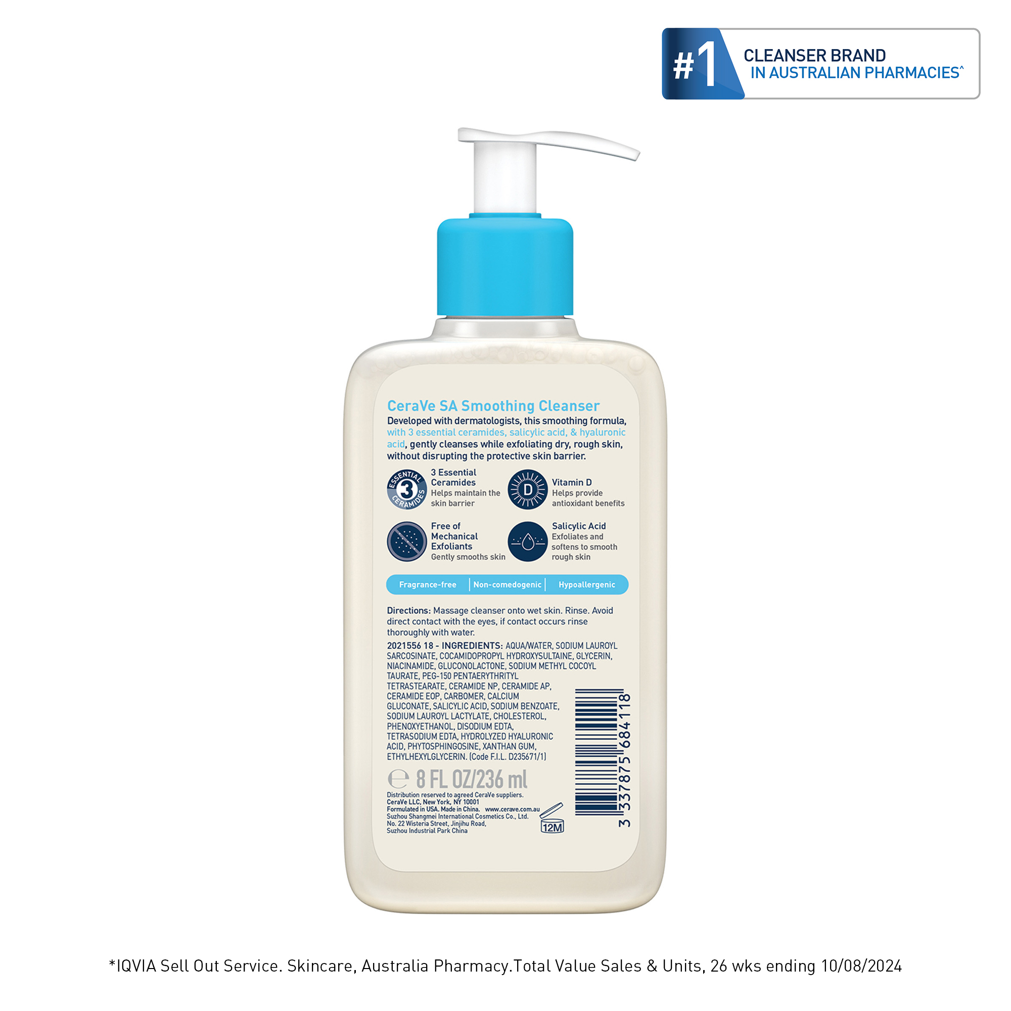 CeraVe SA Smoothing Cleanser 236ml - Image 2
