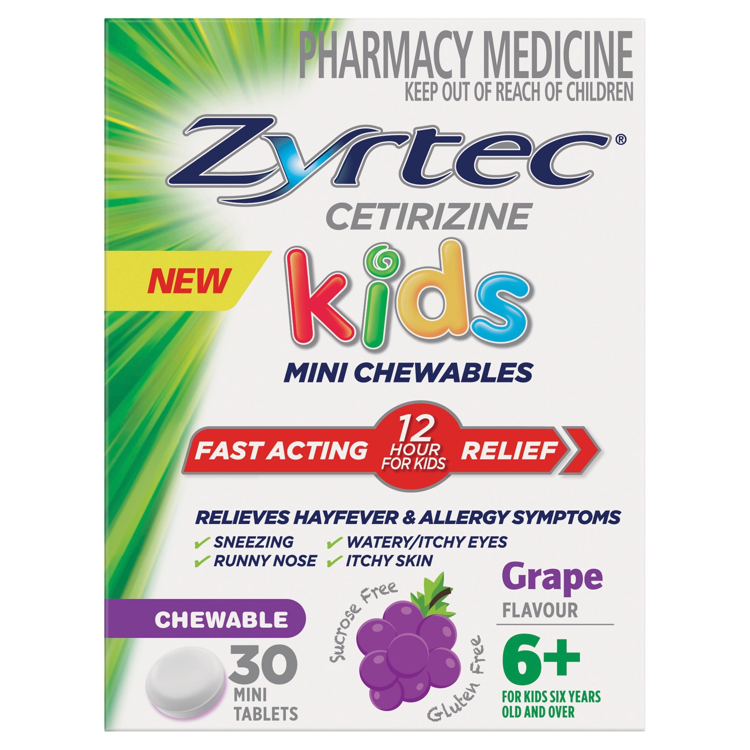Zyrtec Kids Chewable Grape 5mg - 30 tablets - Image 1