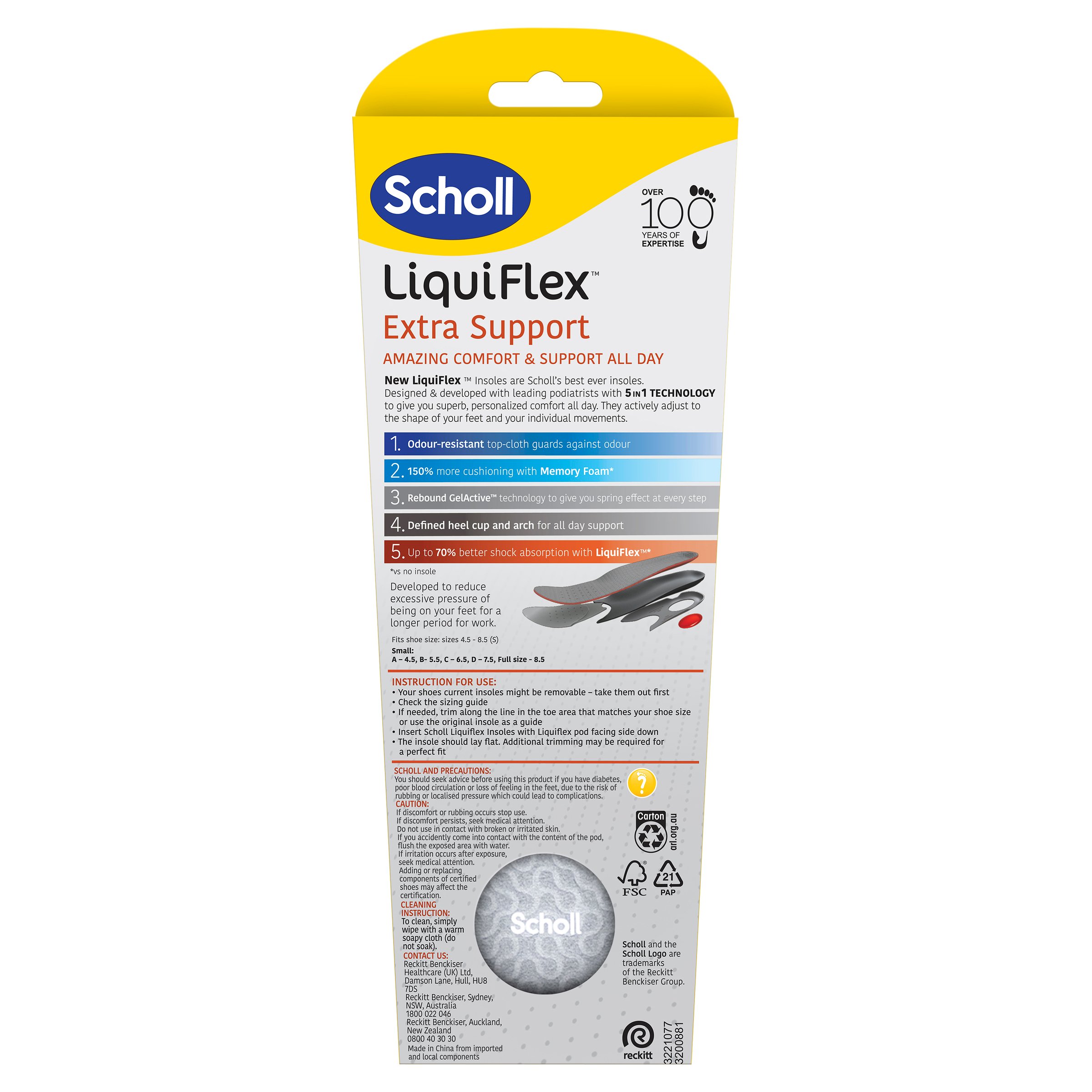 Scholl Liquiflex Extra Support Insole Small 1 pair - Image 2
