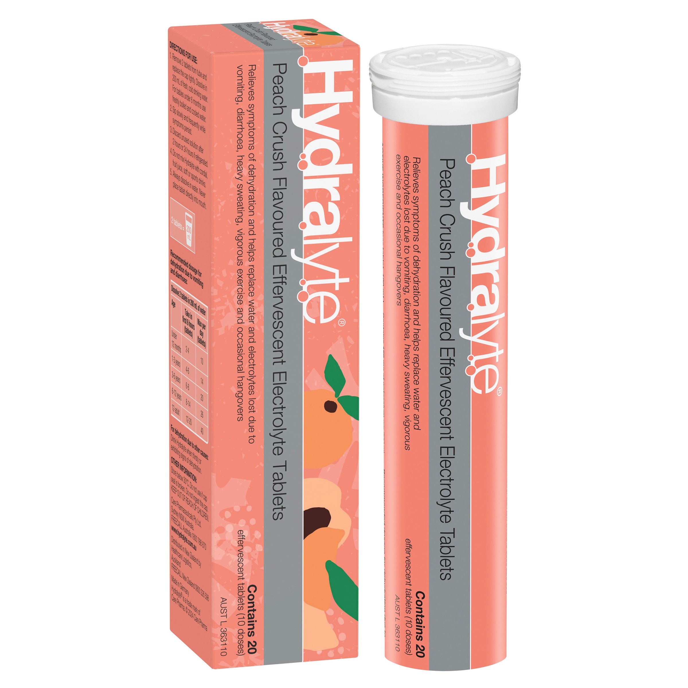 Hydralyte Effervescent Peach Crush 20 tablets - Image 14