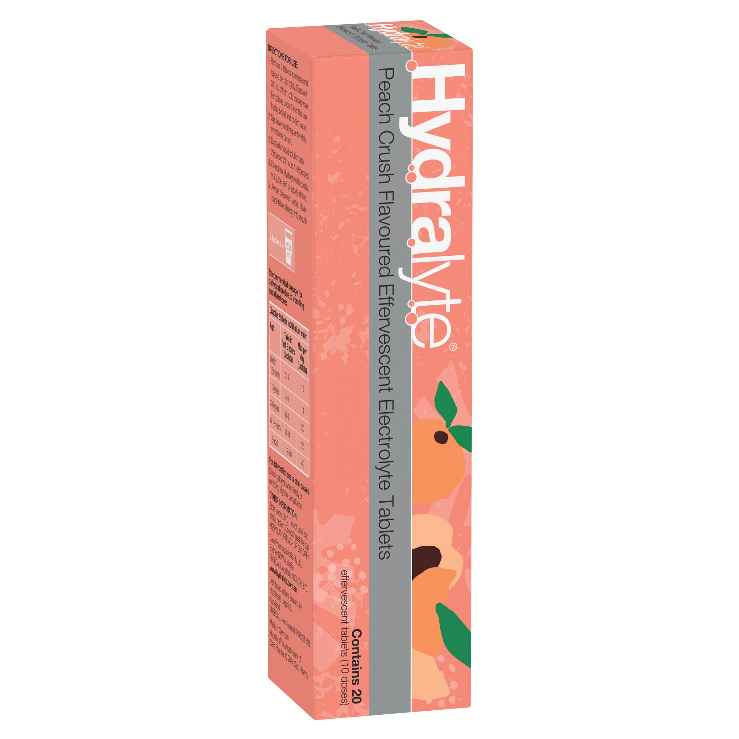 Hydralyte Effervescent Peach Crush 20 tablets - Image 12