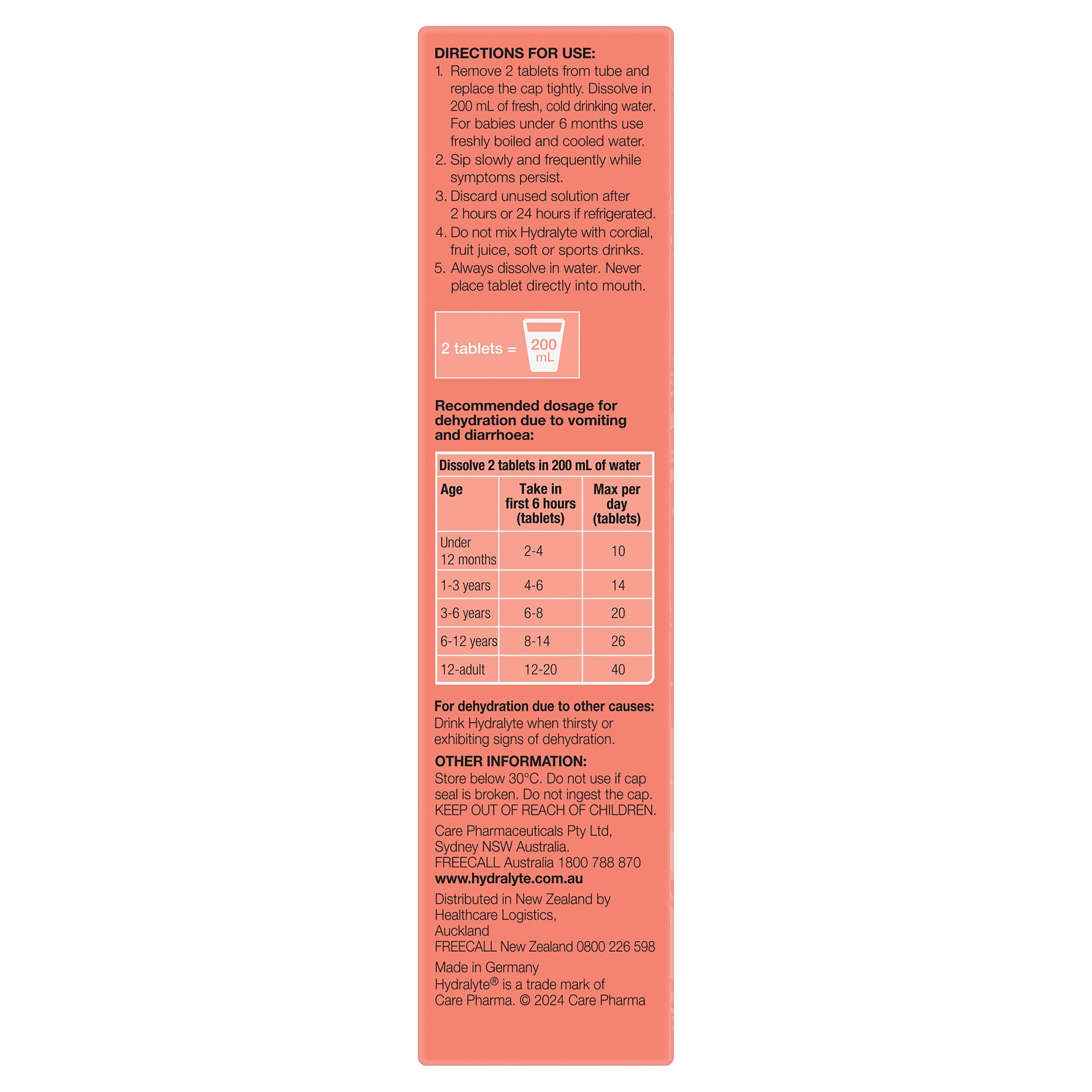 Hydralyte Effervescent Peach Crush 20 tablets - Image 3