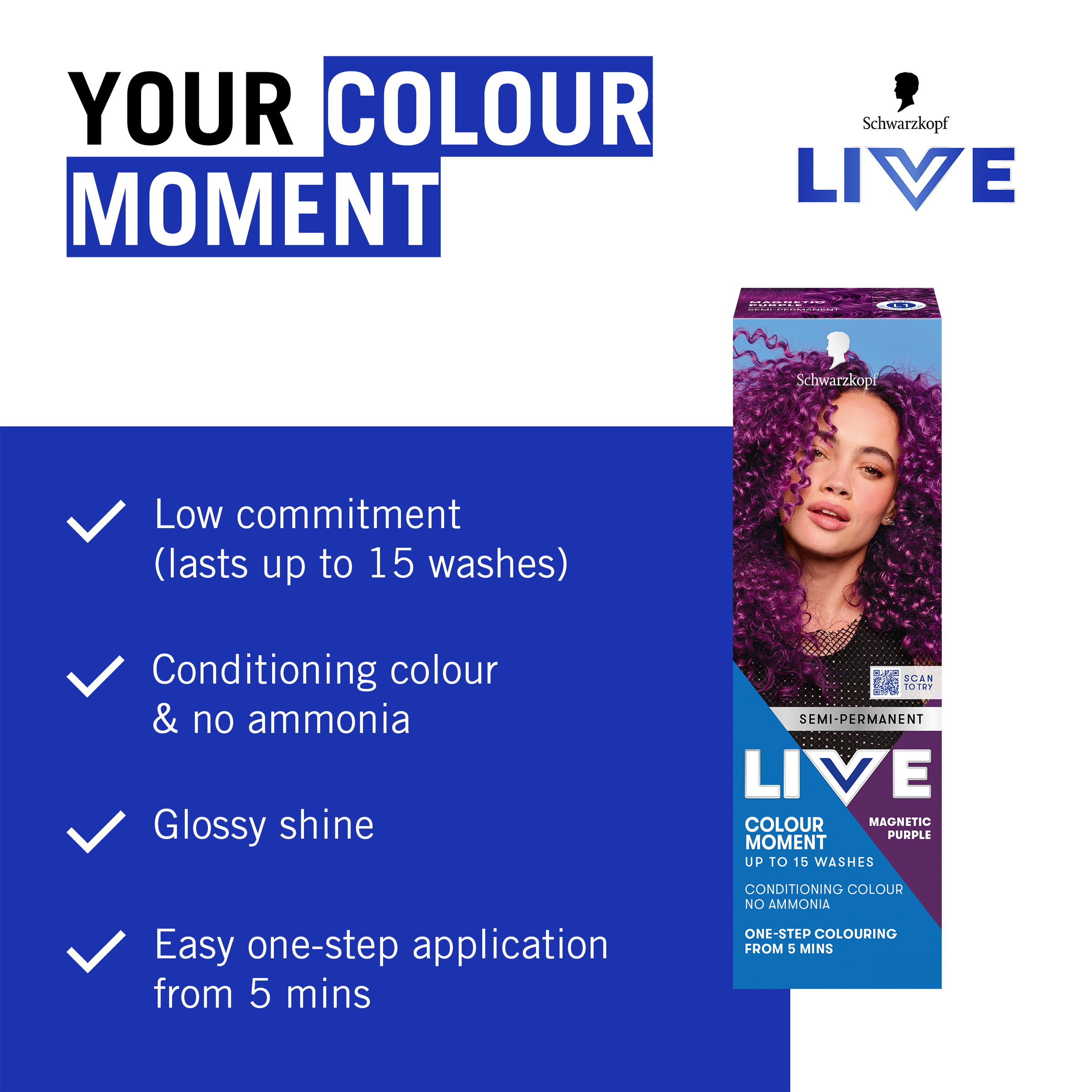 Schwarzkopf LIVE Colour UBs Magnetic Purple Semi Permanent 75ml - Image 11