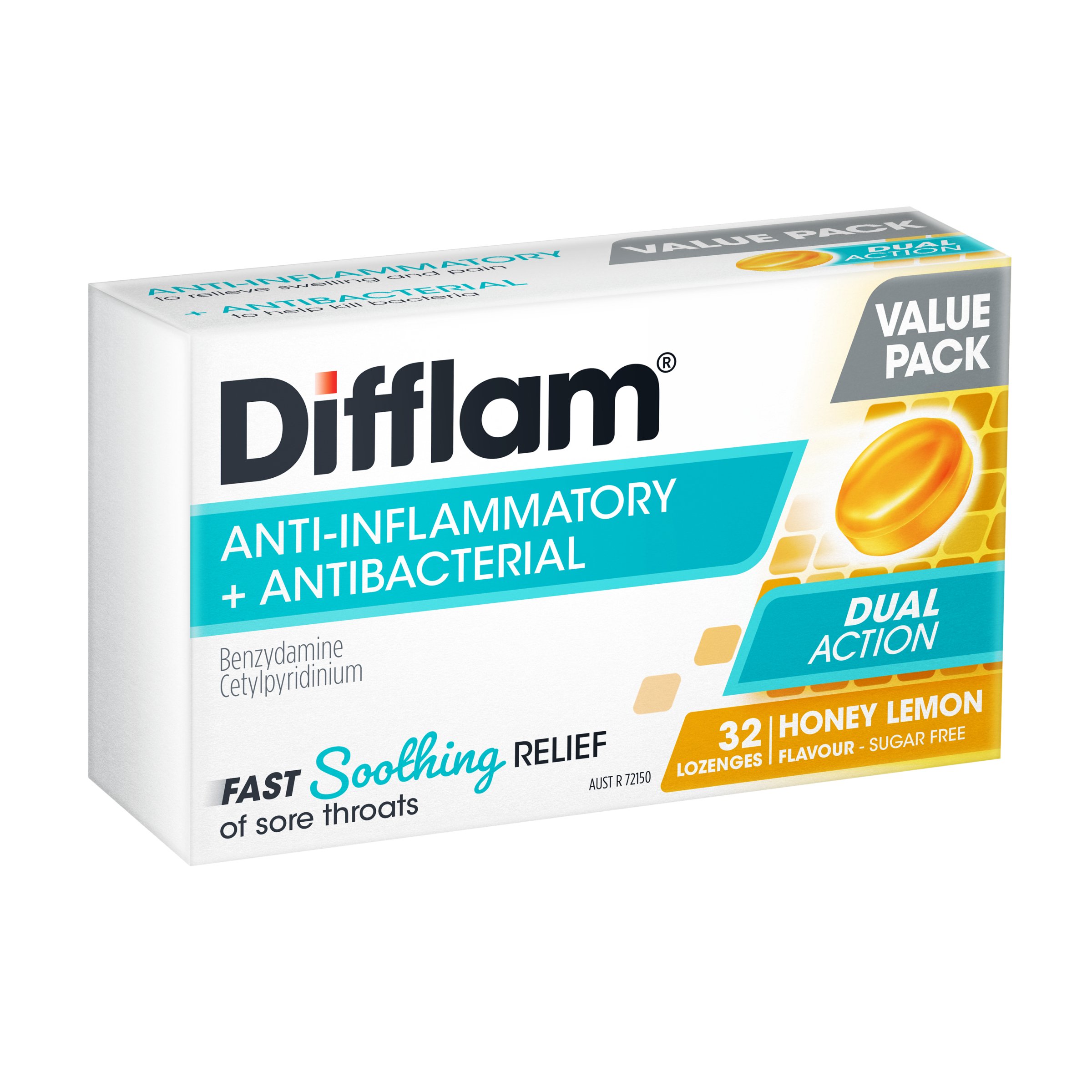 Difflam Dual Action Honey & Lemon 32 lozenges - Image 4