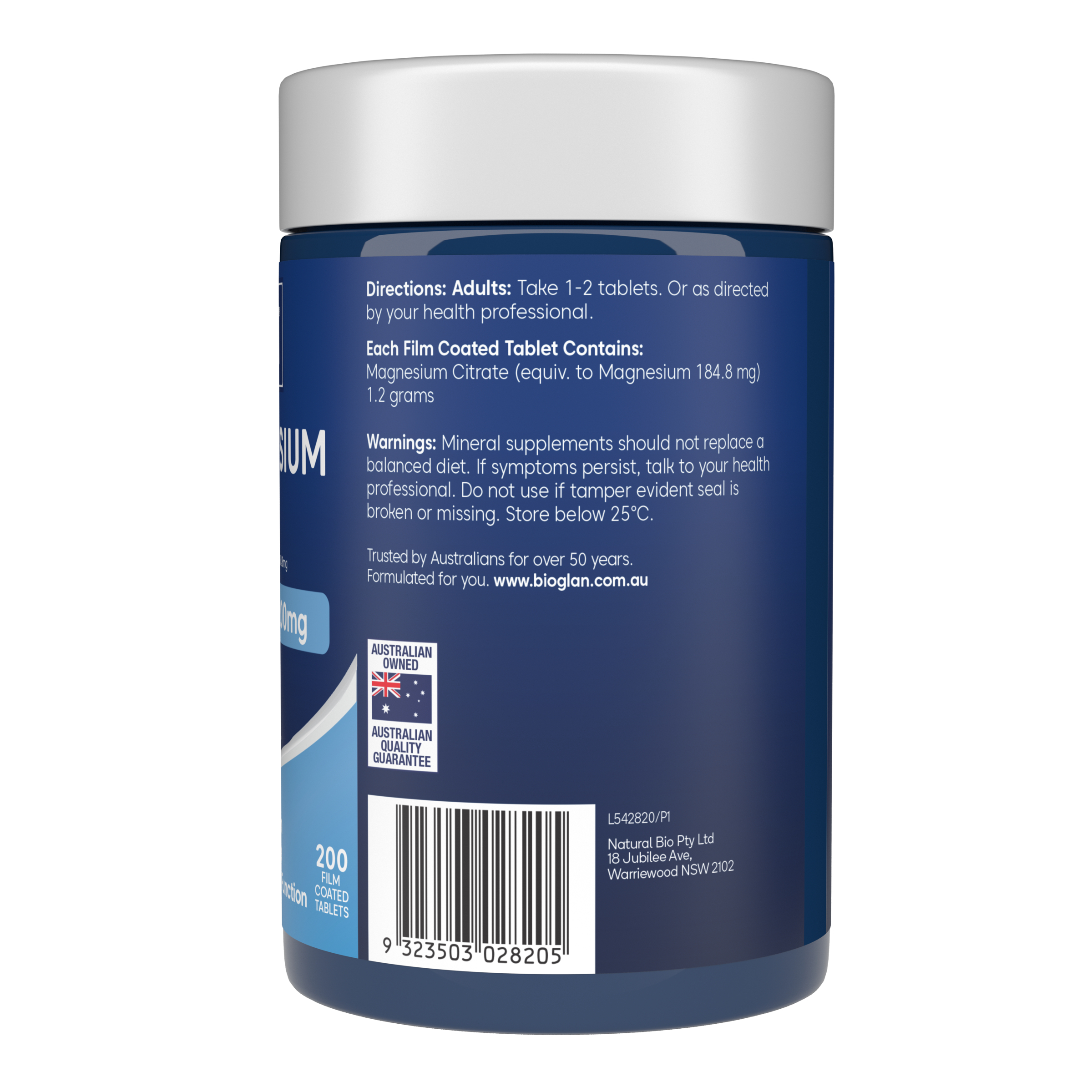Bioglan Active Magnesium Citrate 200 tablets - Image 3