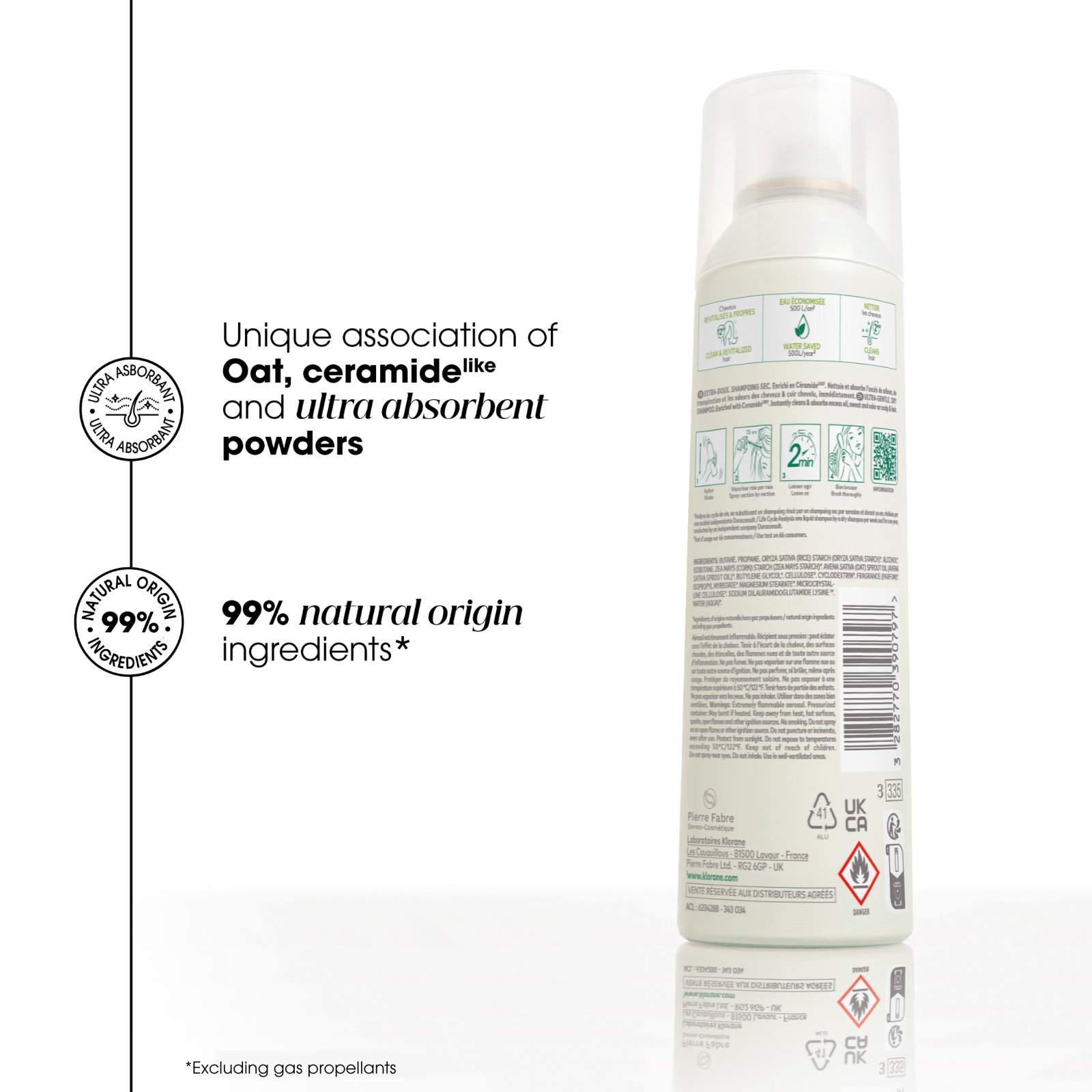 Klorane Dry Shampoo With Oat & Ceramide 250ml - Image 6
