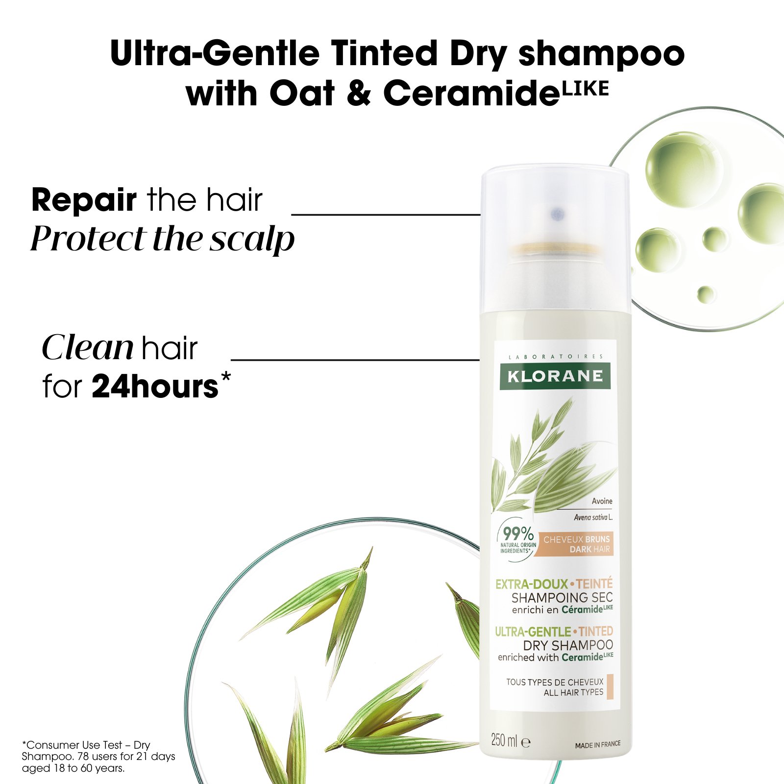 Klorane Dry Shampoo With Oat & Ceramide All Hair Types 150ml - Image 5