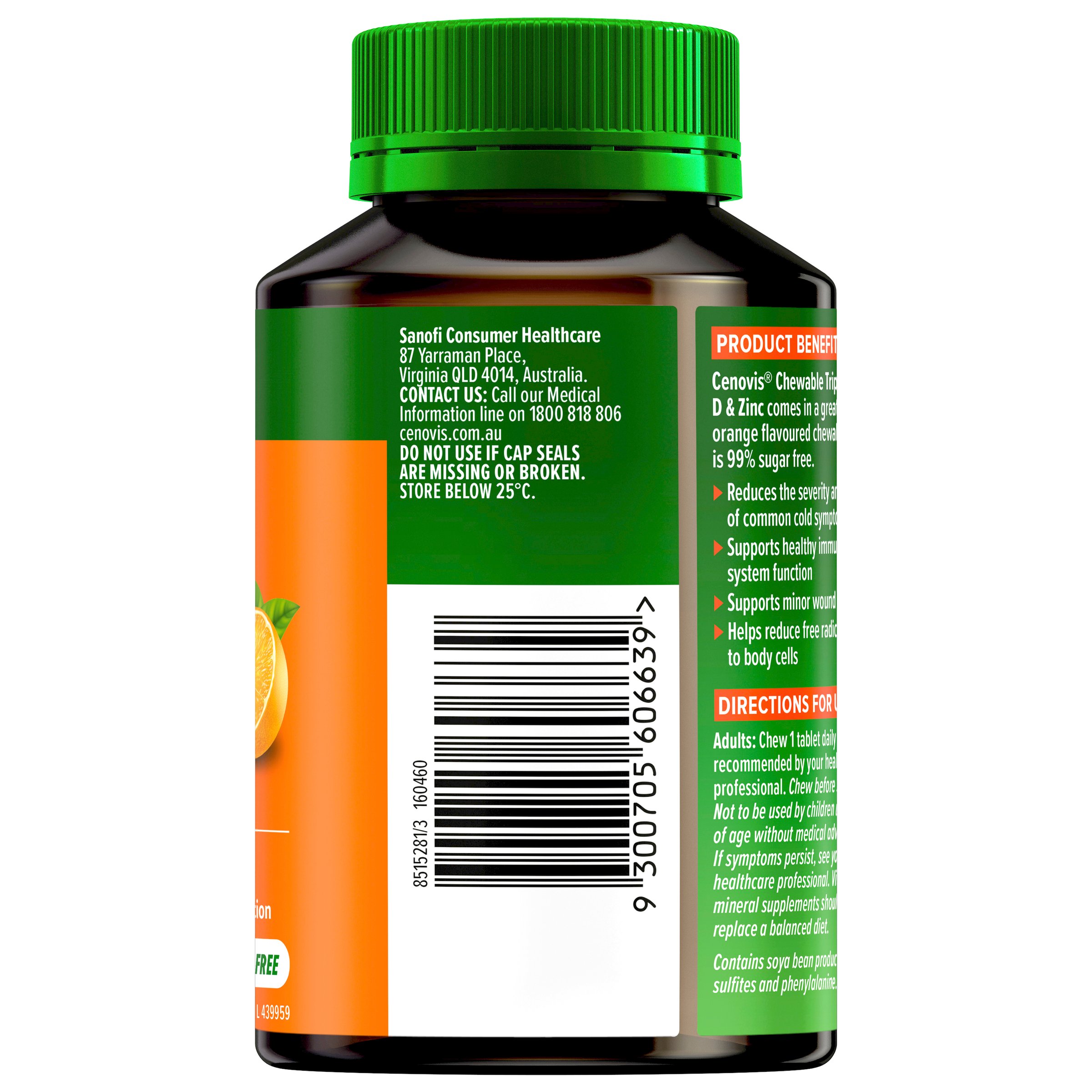 Cenovis Chewable Triple Action Vitamin C, D & Zinc 60 tablets - Image 2