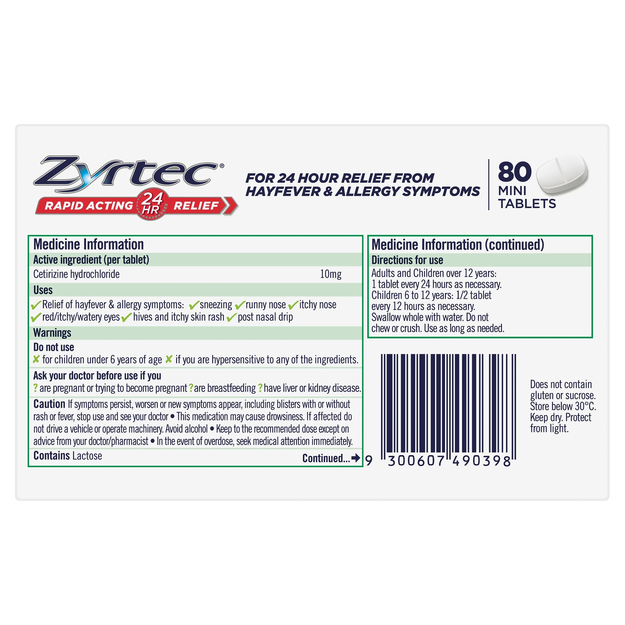 Zyrtec 10mg - 80 tablets - Image 2