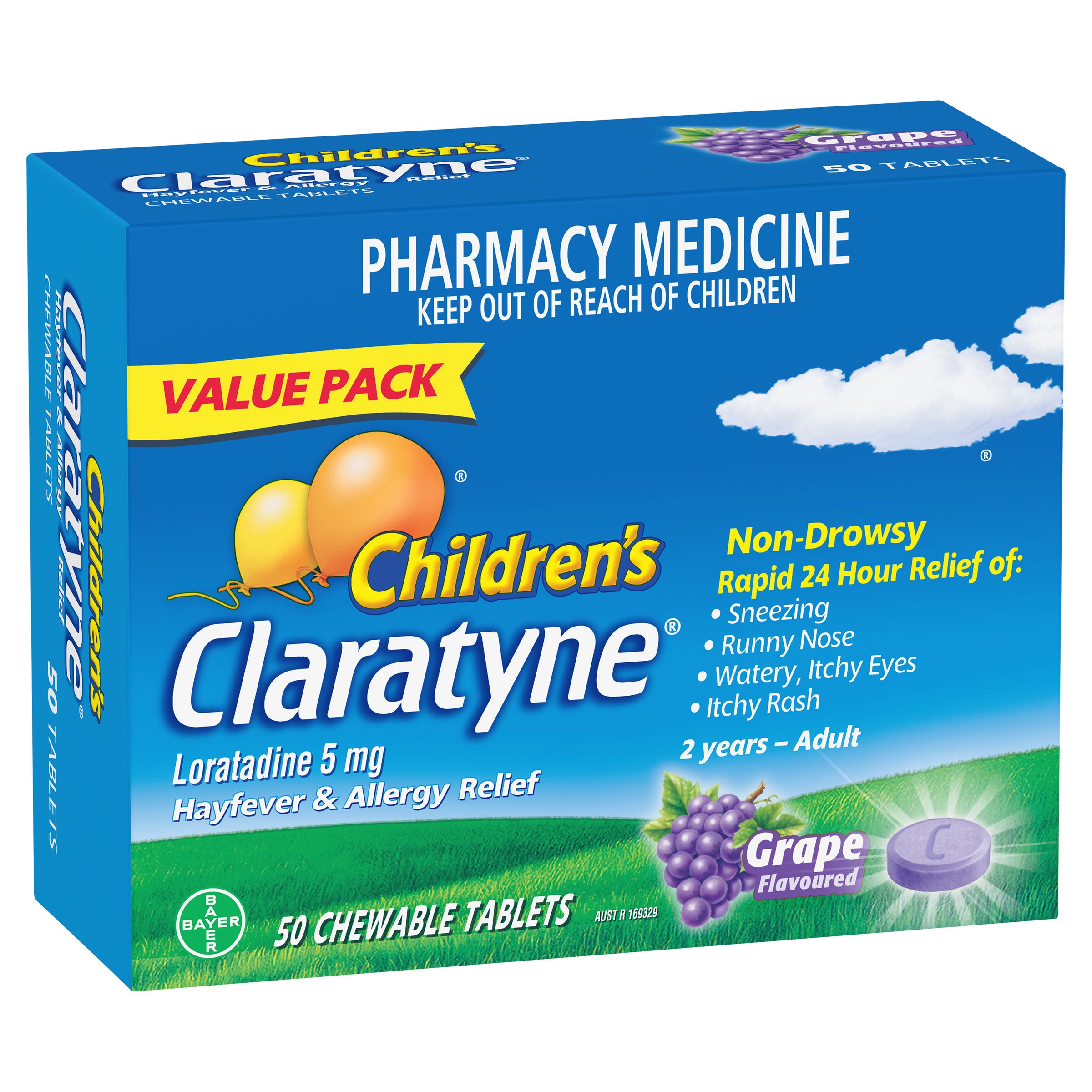 Claratyne Children's Hayfever & Allergy Relief Grape 50 chewable tablets - Image 6