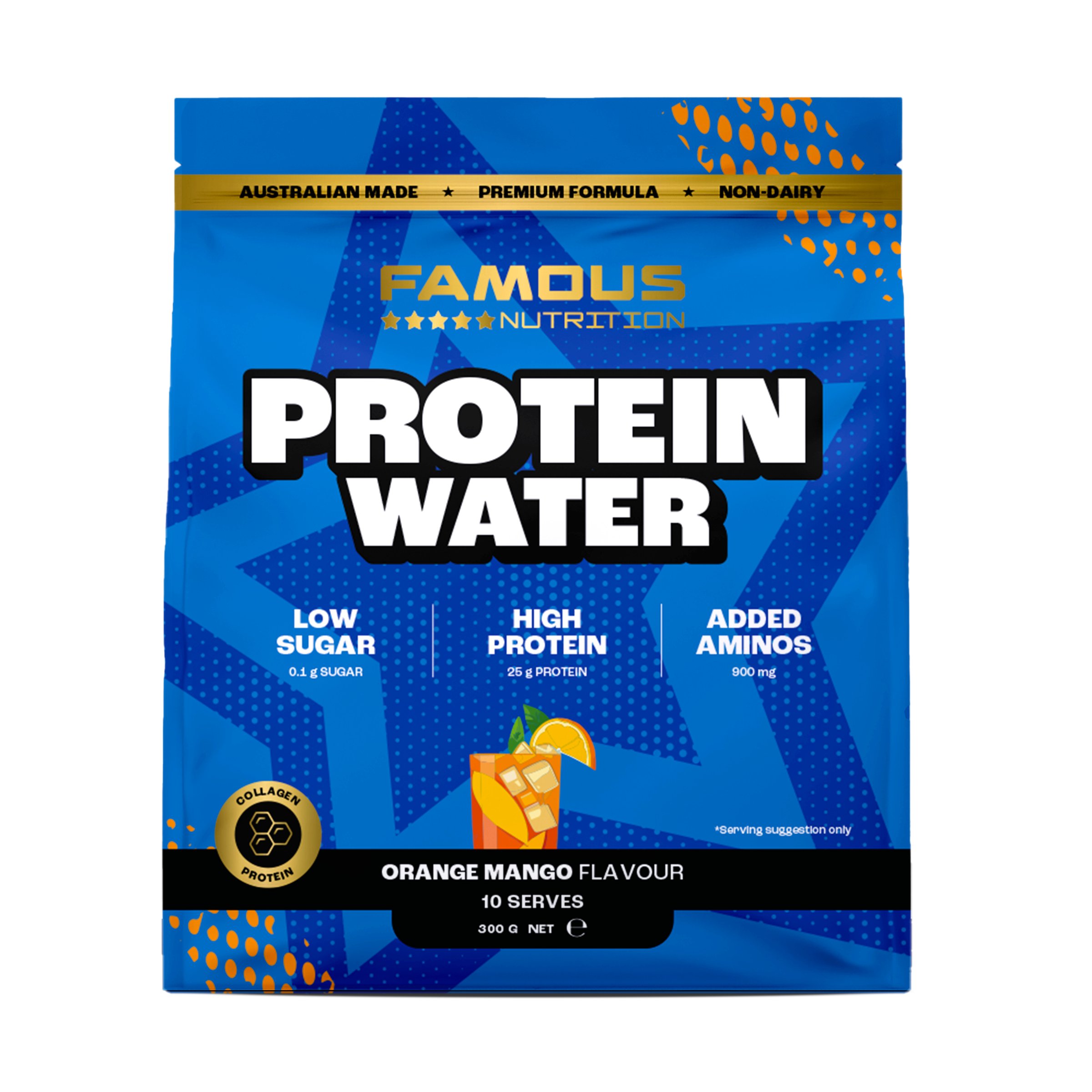 Famous Nutrition Protein Water Orange & Mango 300g - Image 1