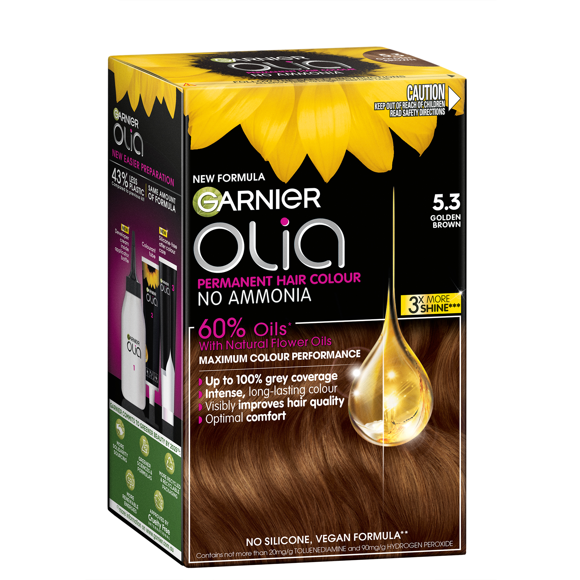 Garnier Olia Permanent Hair Colour 5.3 Golden Brown 1 unit - Image 1
