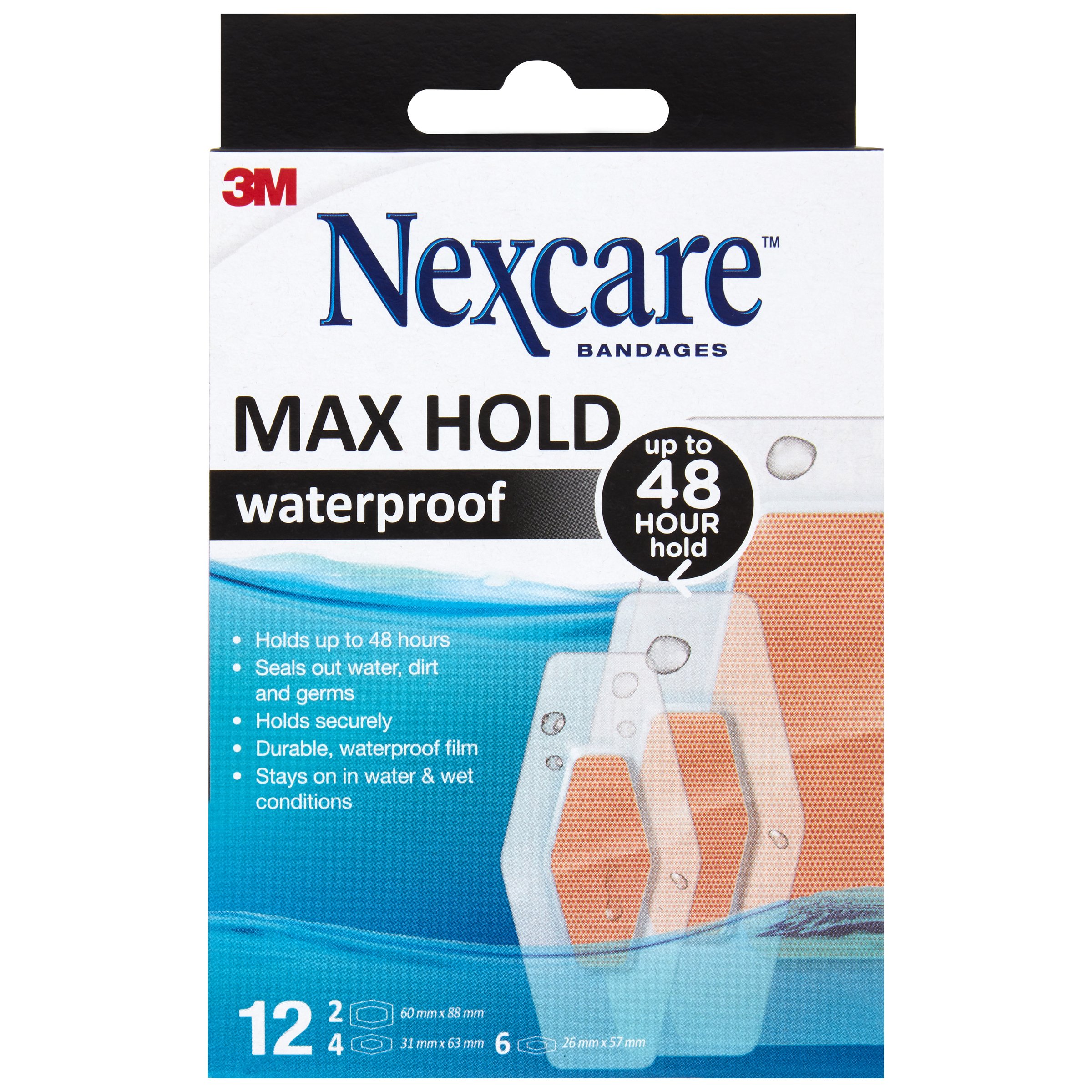 Nexcare Waterproof Max Hold, Assorted 12 pack - Image 1
