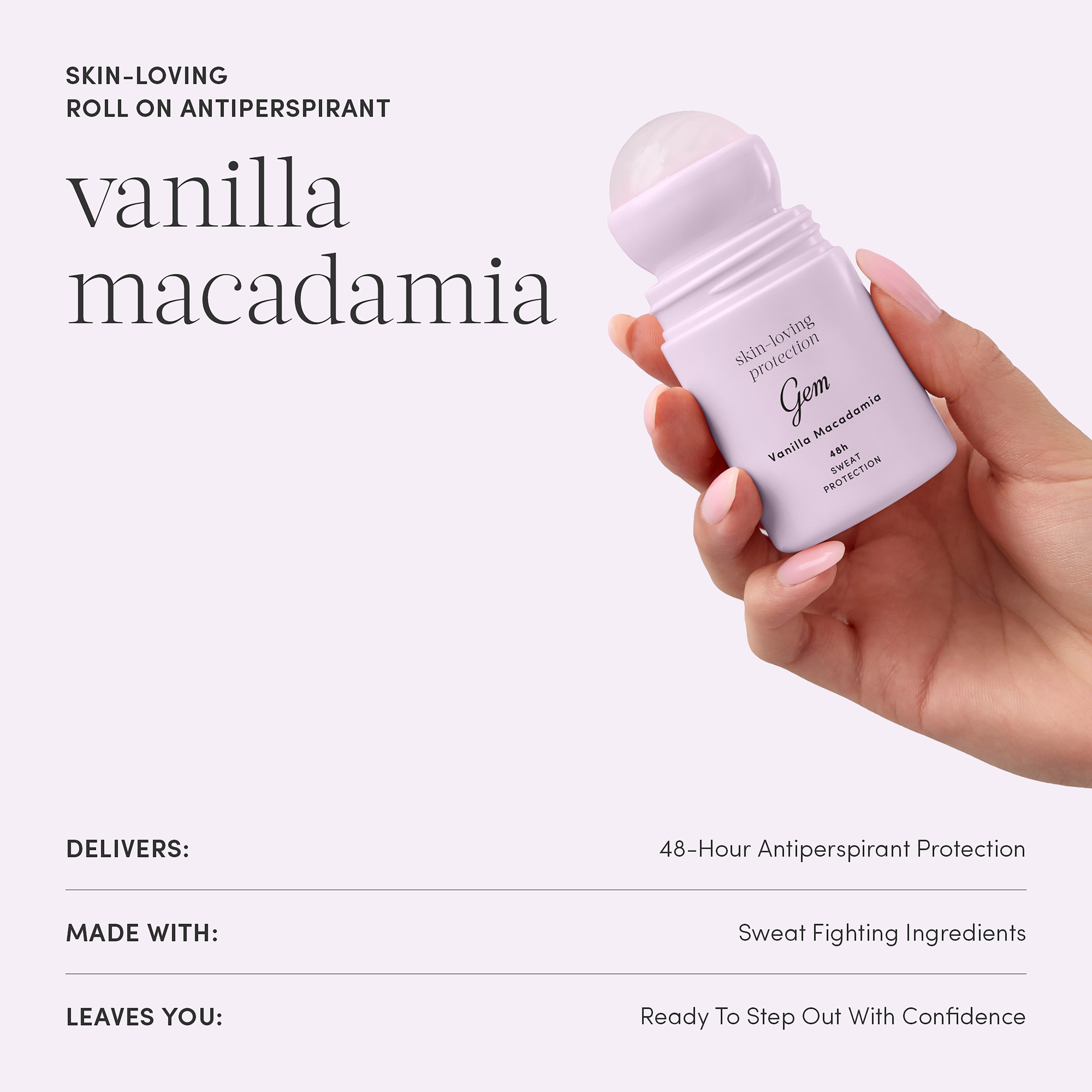 Gem Skin-Loving Roll On Deodorant Vanilla Macadamia 50ml - Image 5