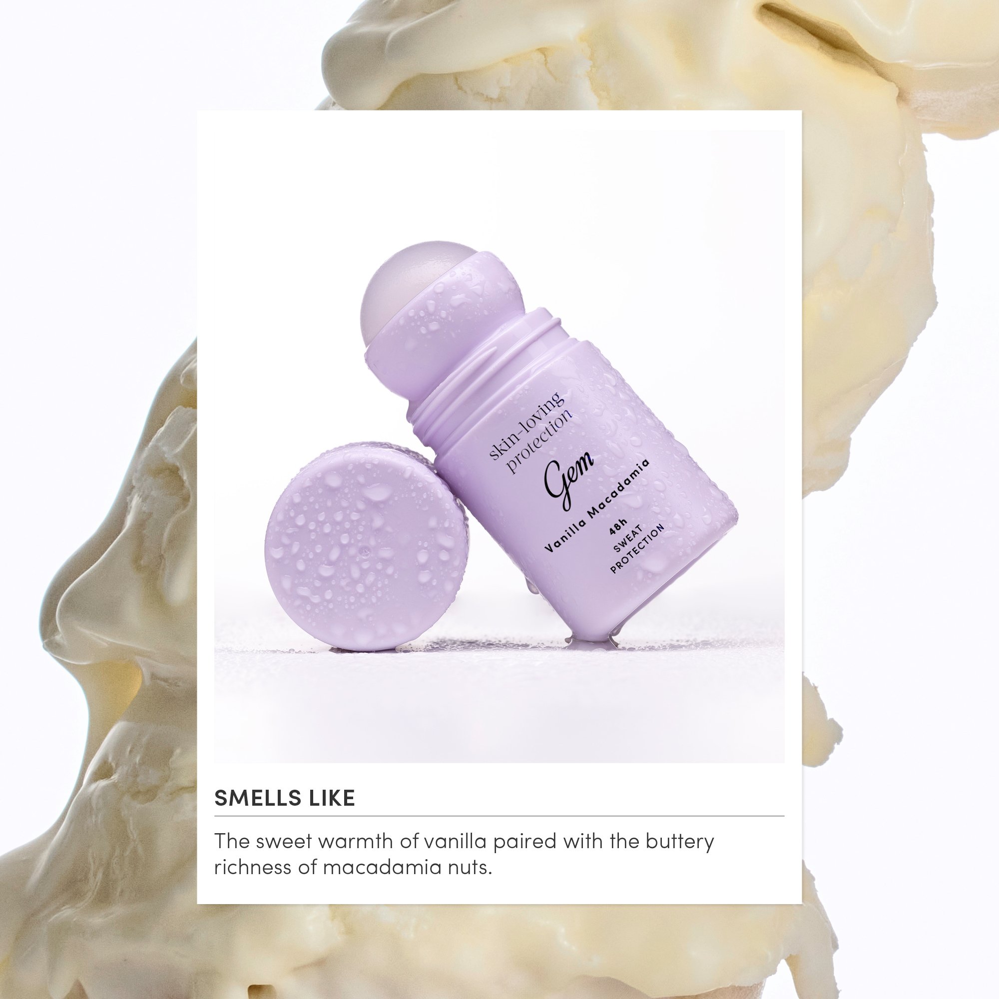 Gem Skin-Loving Roll On Deodorant Vanilla Macadamia 50ml - Image 3