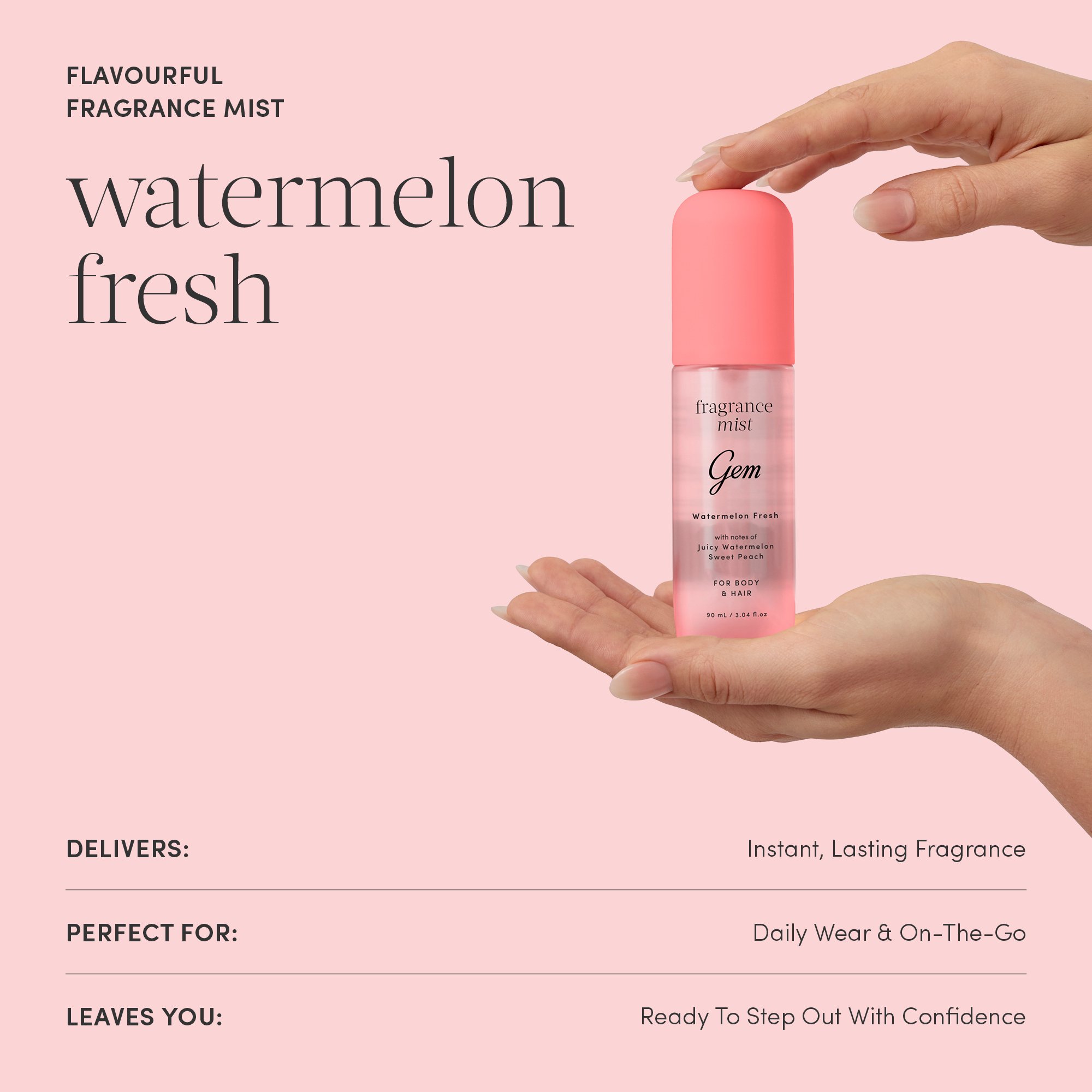 Gem Fragrance Mist For Body & Hair Watermelon Fresh  90ml - Image 3