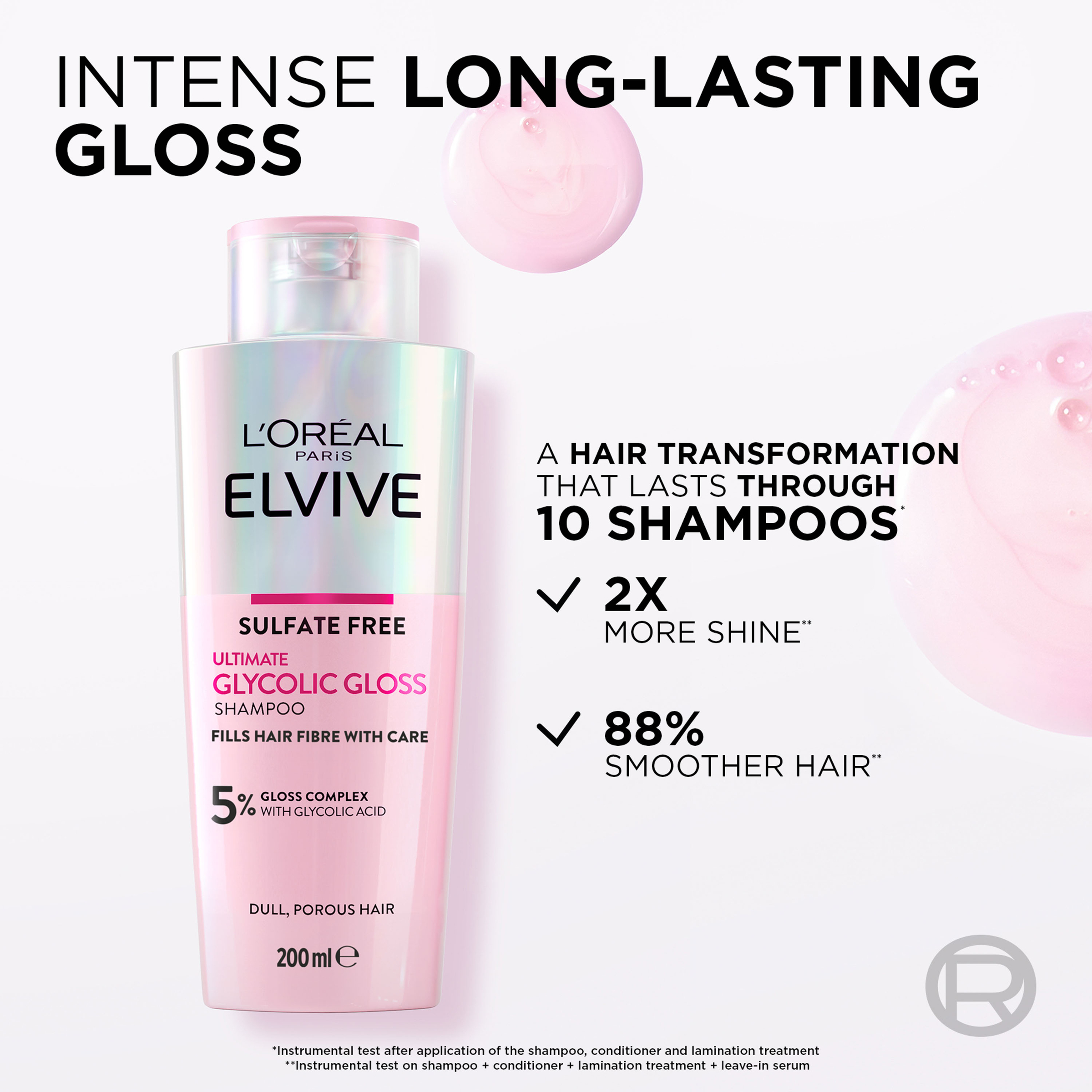 L'Oreal Paris Elvive Glycolic Gloss Shampoo 200ml - Image 3