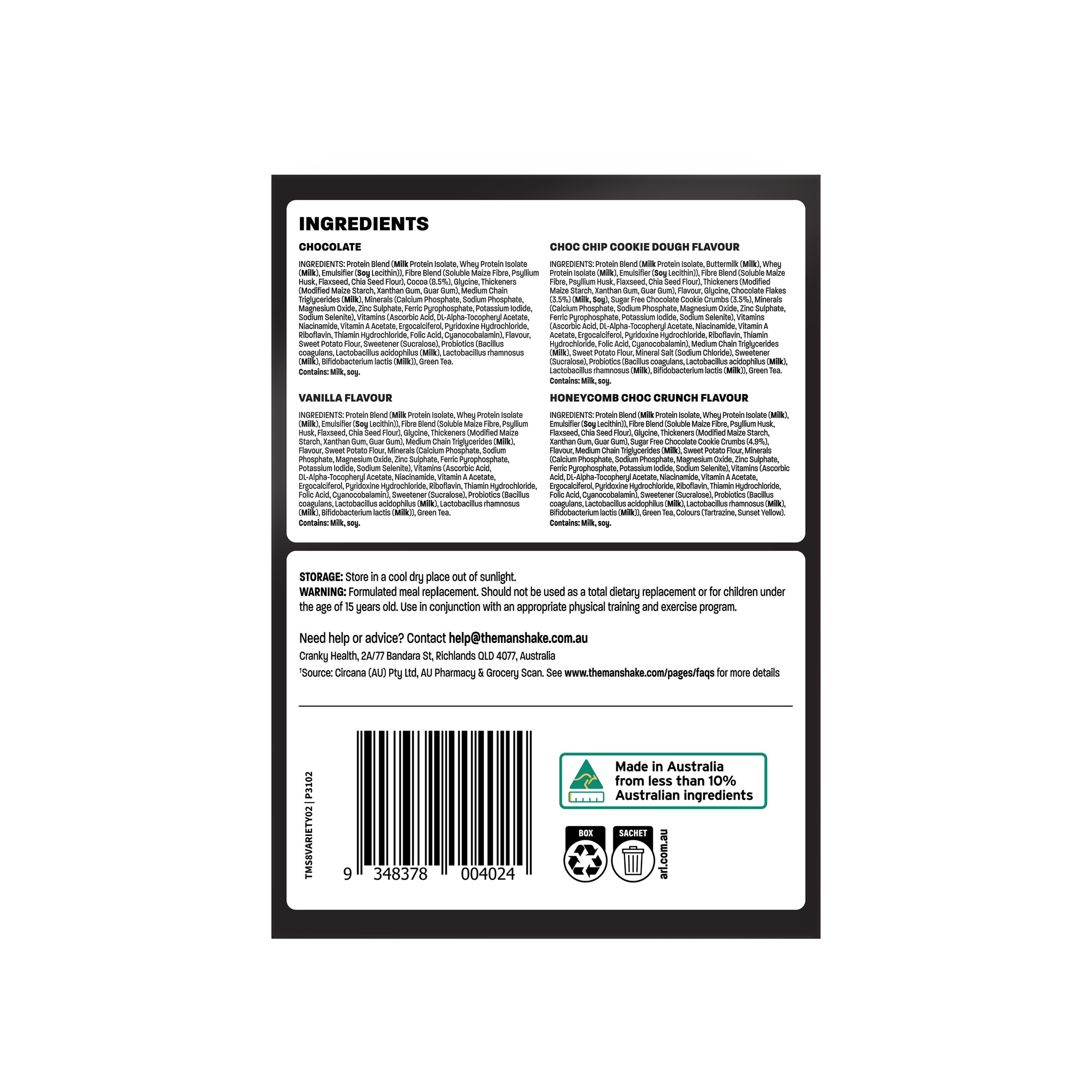 The Man Shake Meal Replacement Favourites Variety Pack 8 pack - Image 4