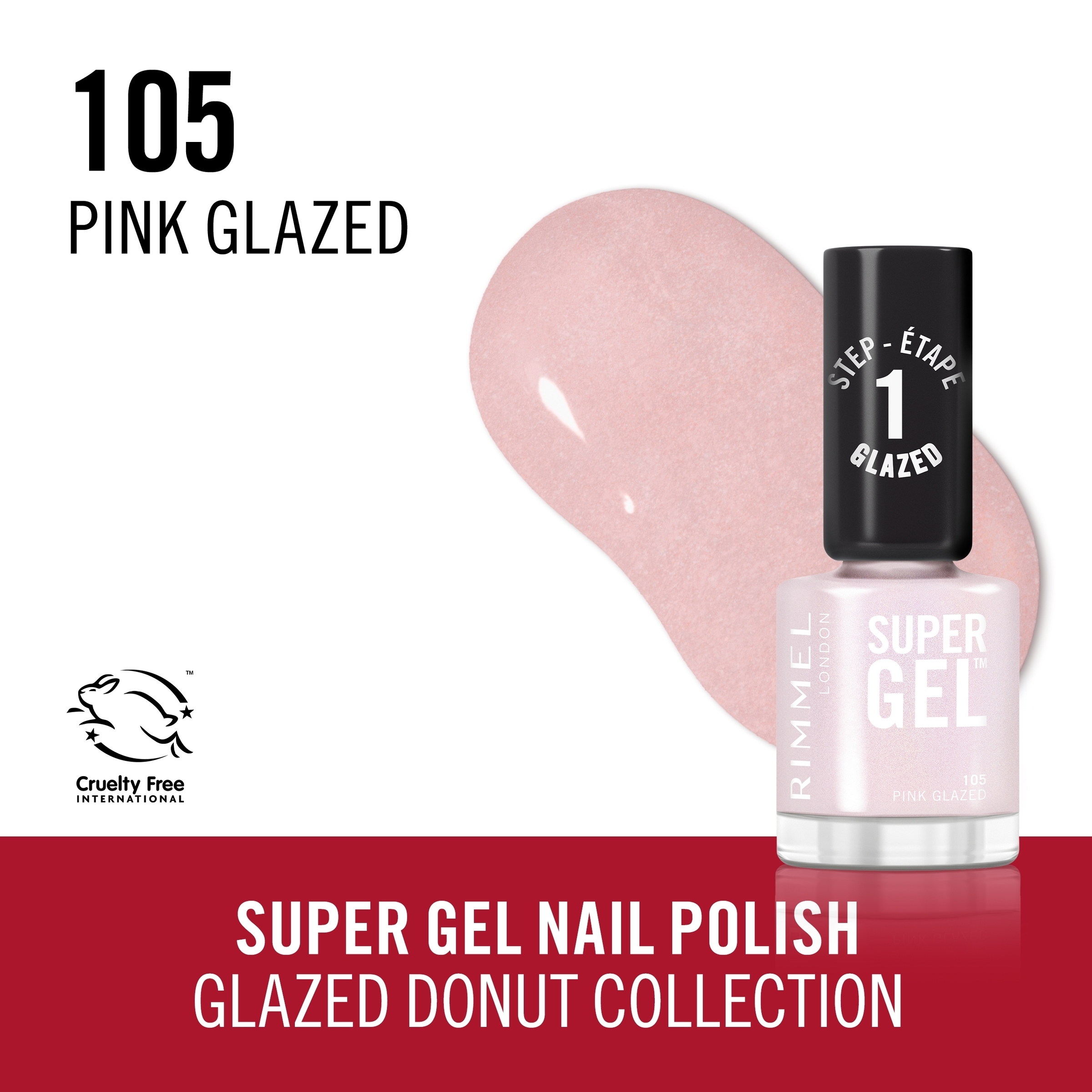 Rimmel Super Gel Nail Polish 105 Pink Glazed 1 each - Image 4