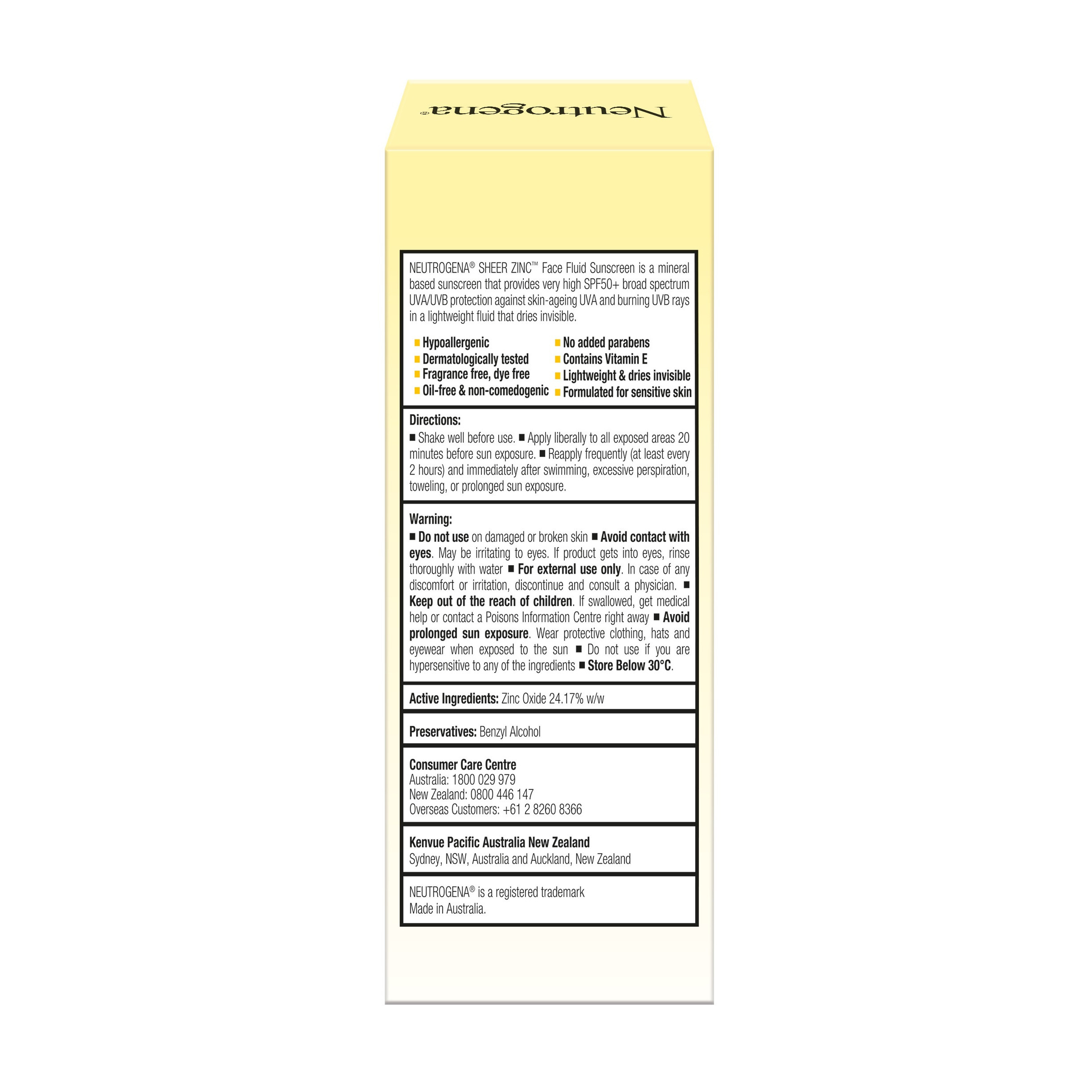 Neutrogena Sheer Zinc Face Fluid SPF50+ 50ml - Image 3